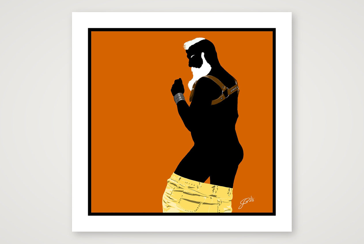 Bruce - Bear flag colours Art - Orange — 70×70cm, 28×28" Print only