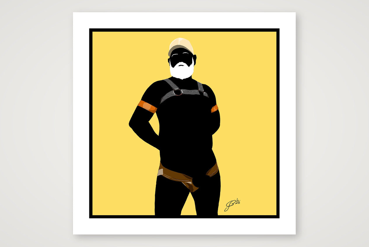 Rob - Bear flag colours Art - Yellow — 70×70cm, 28×28" Print only