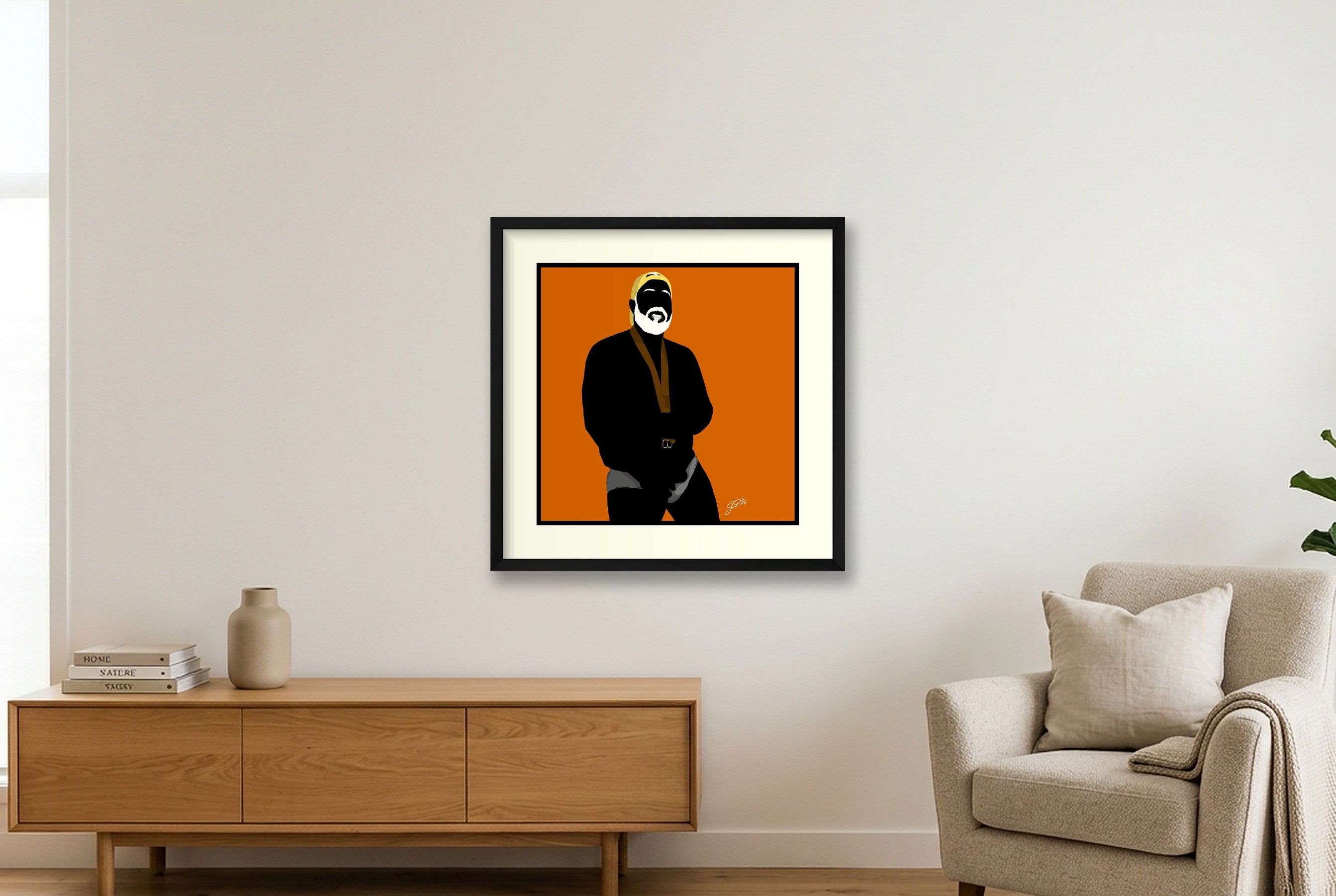 Raul - Bear flag colours Art - Orange — 50×50cm, 20×20" Black Frame