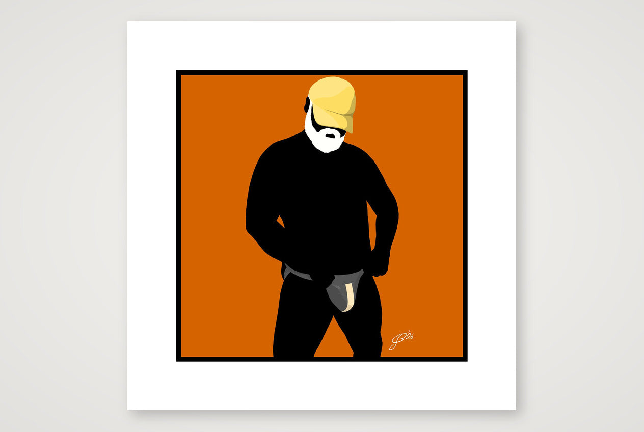 Jim - Bear flag colours Art - Orange — 40×40cm, 16×16" Print only