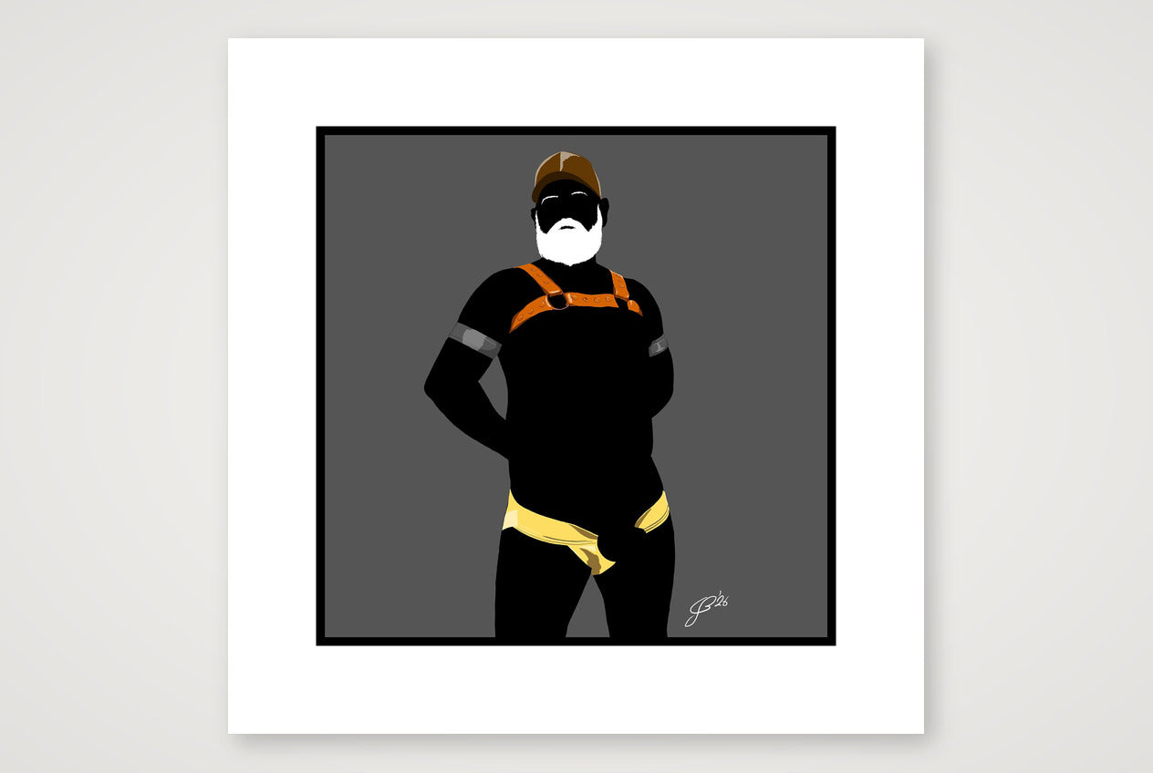 Rob - Bear flag colours Art - Grey — 30×30cm, 12×12" Print only