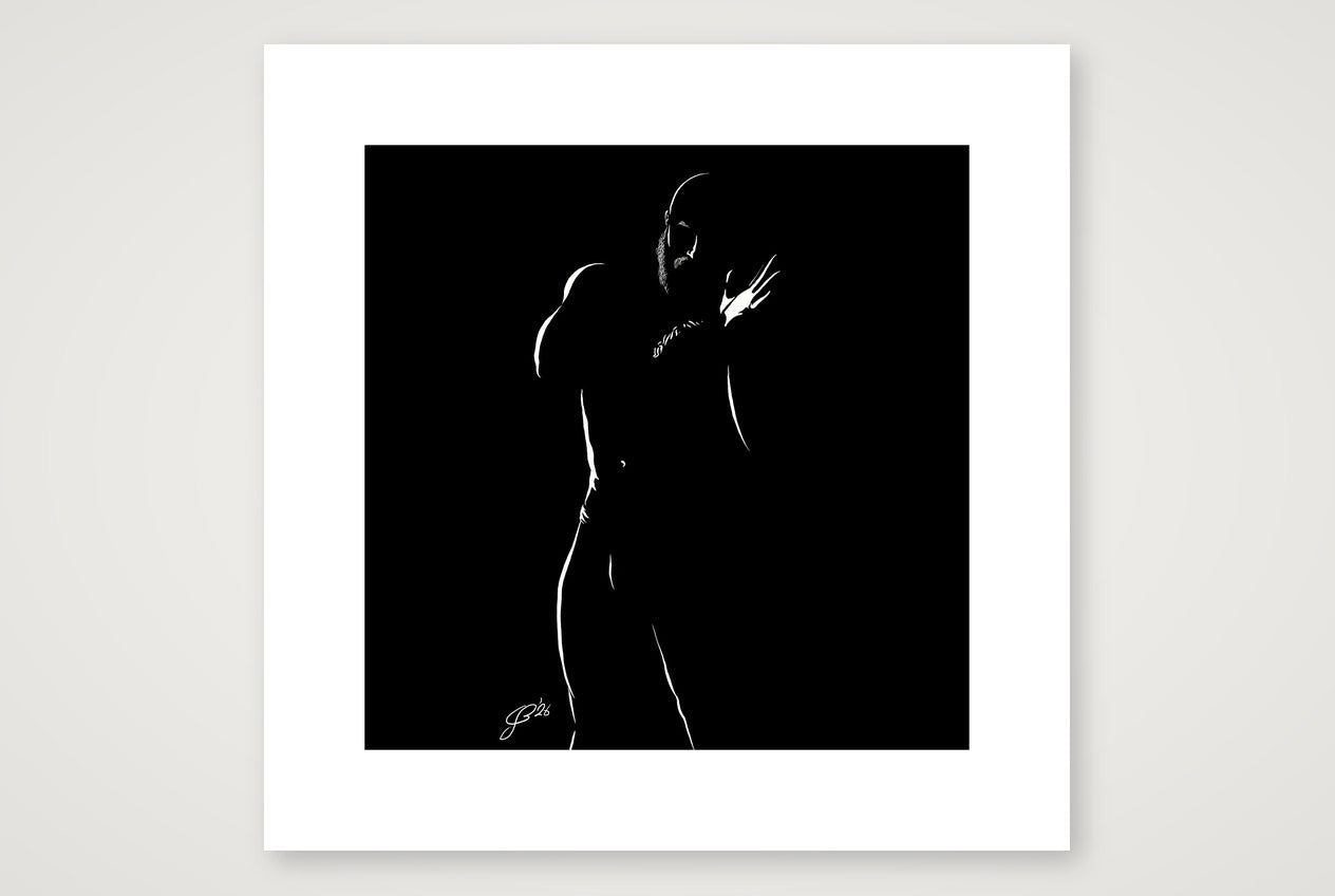 Gloved Gary “Negative space Bear” — 40×40cm, 16×16" Print only