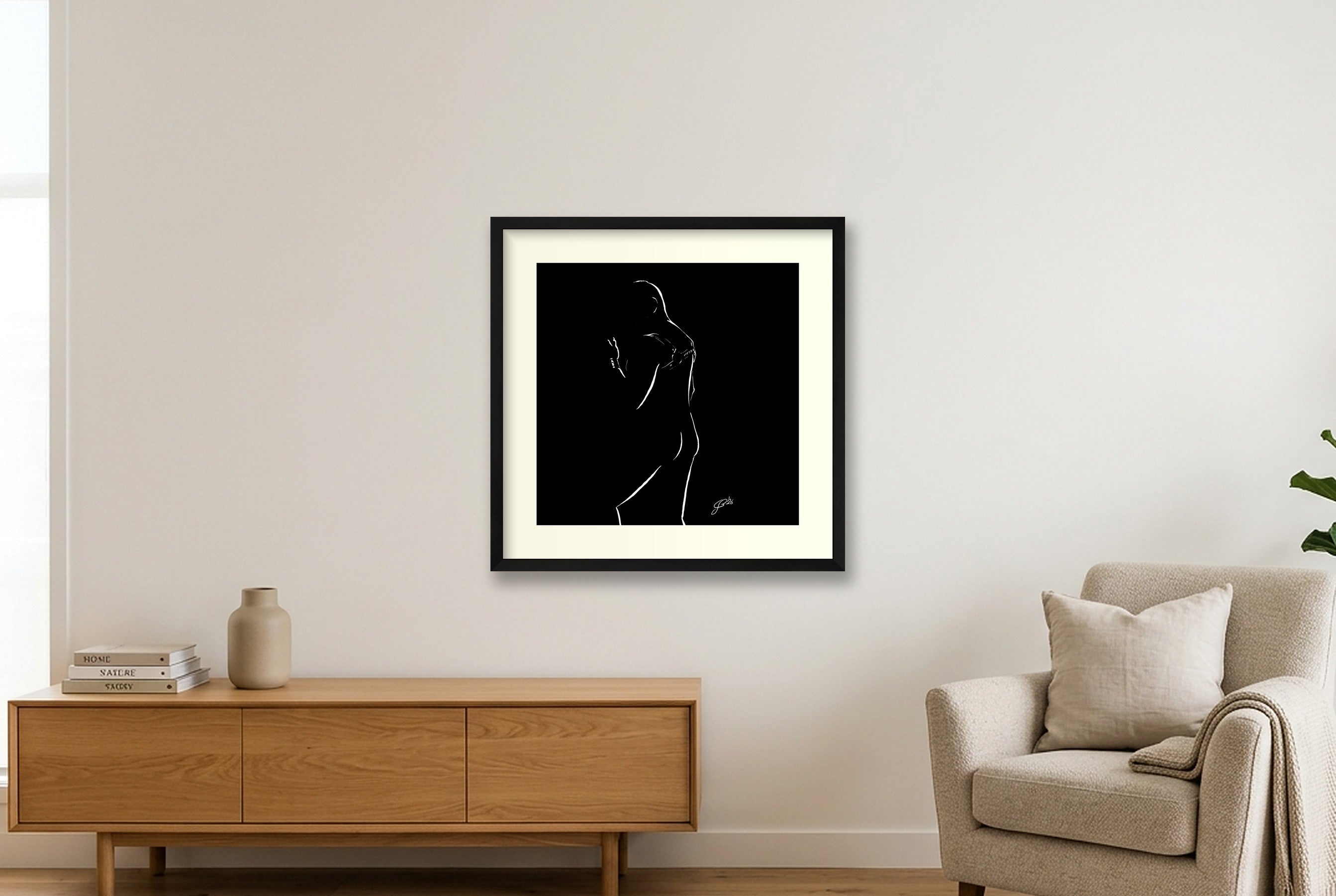 Jack “Negative space Bear” — 50×50cm, 20×20" Black Frame