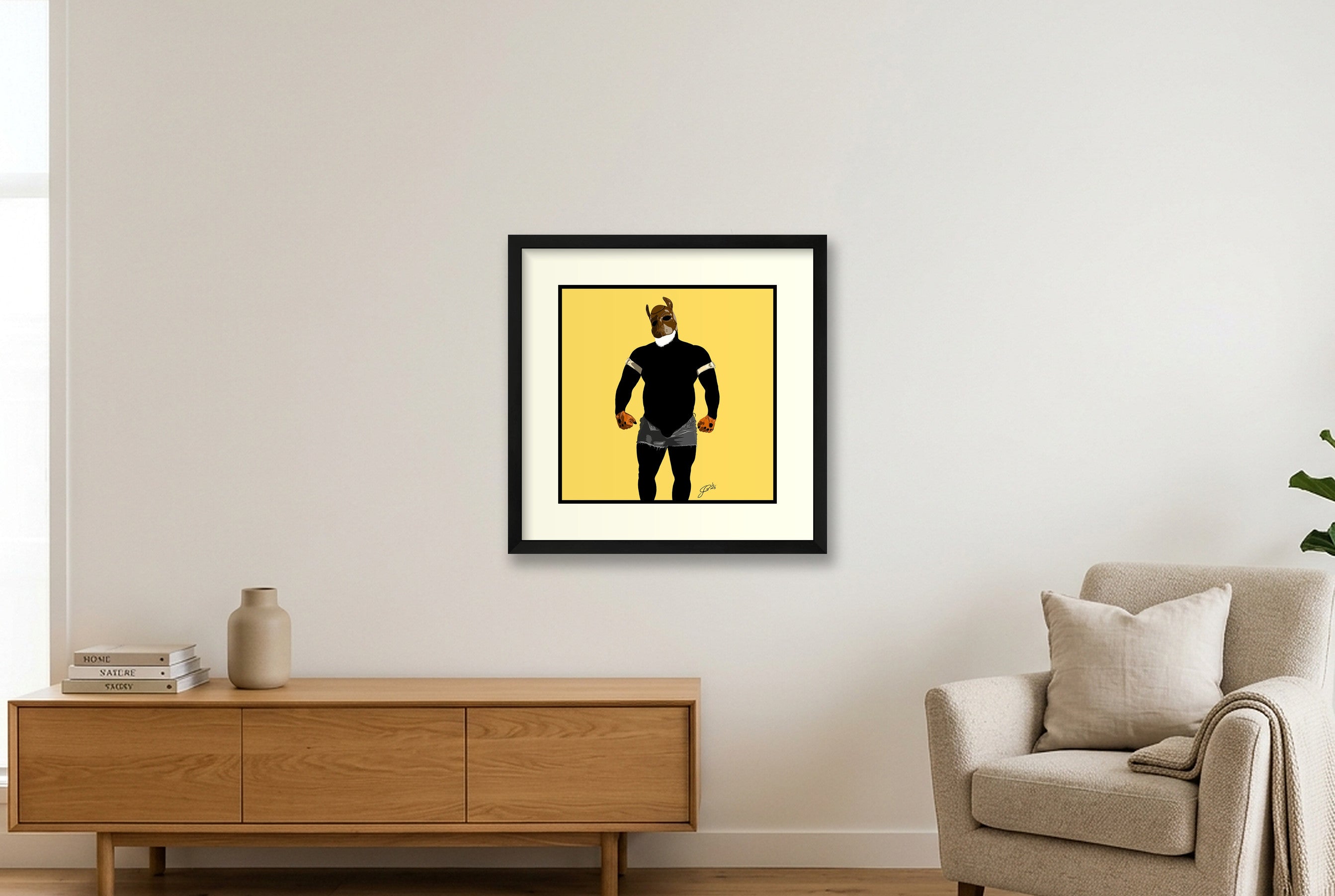 Buck - Bear flag colours Art - Yellow — 40×40cm, 16×16" Black Frame