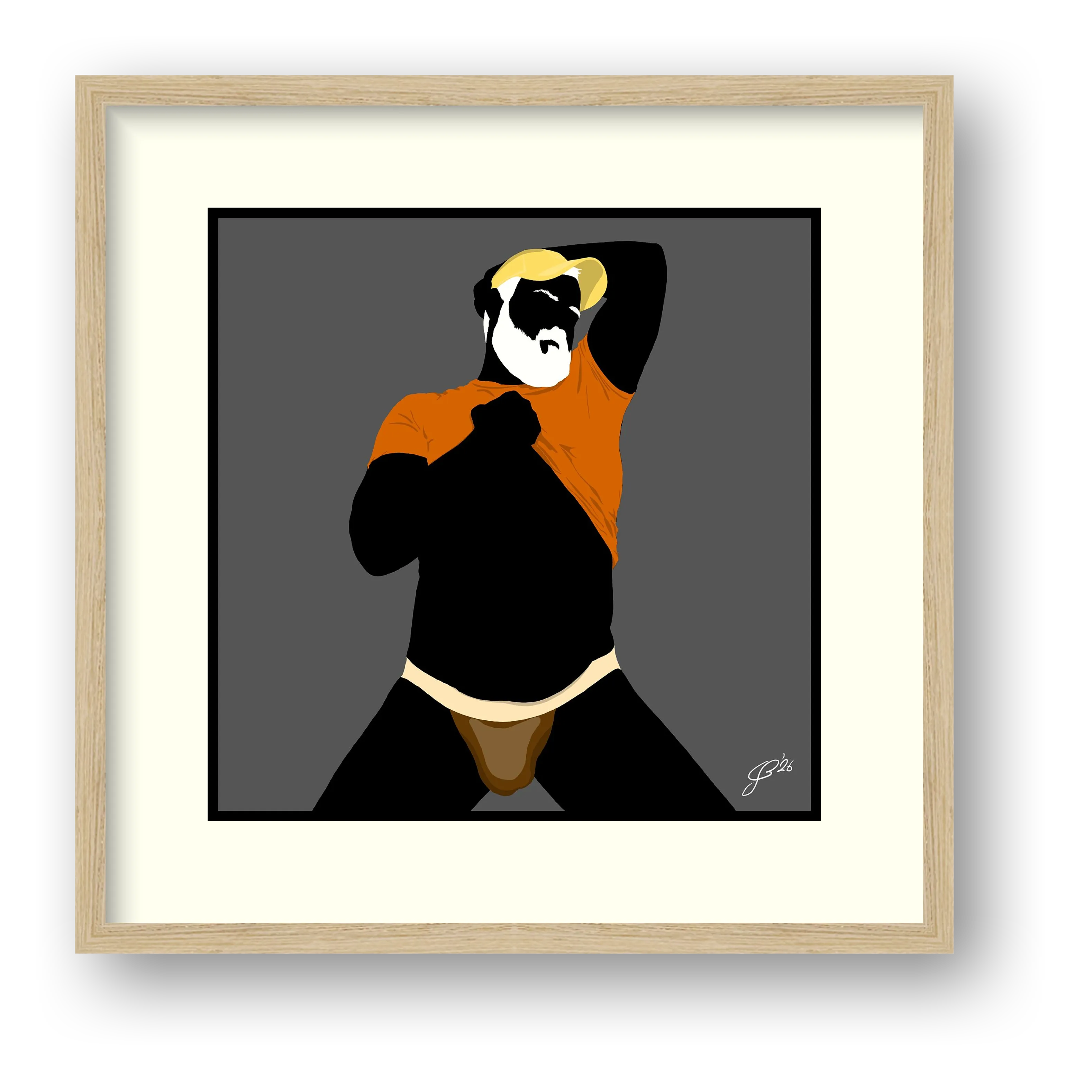 Ben - Bear flag colours Art - Grey — framed