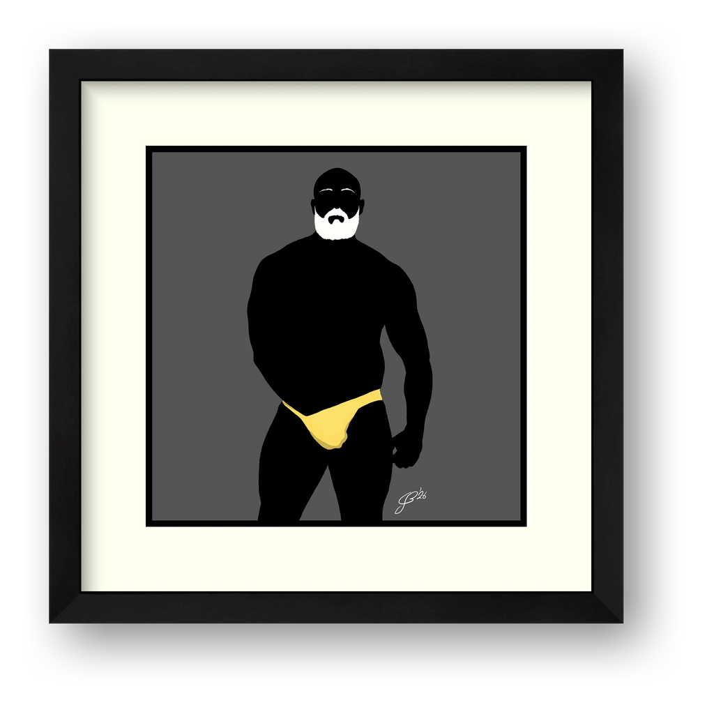 Rex - Bear flag colours Art - Grey — framed