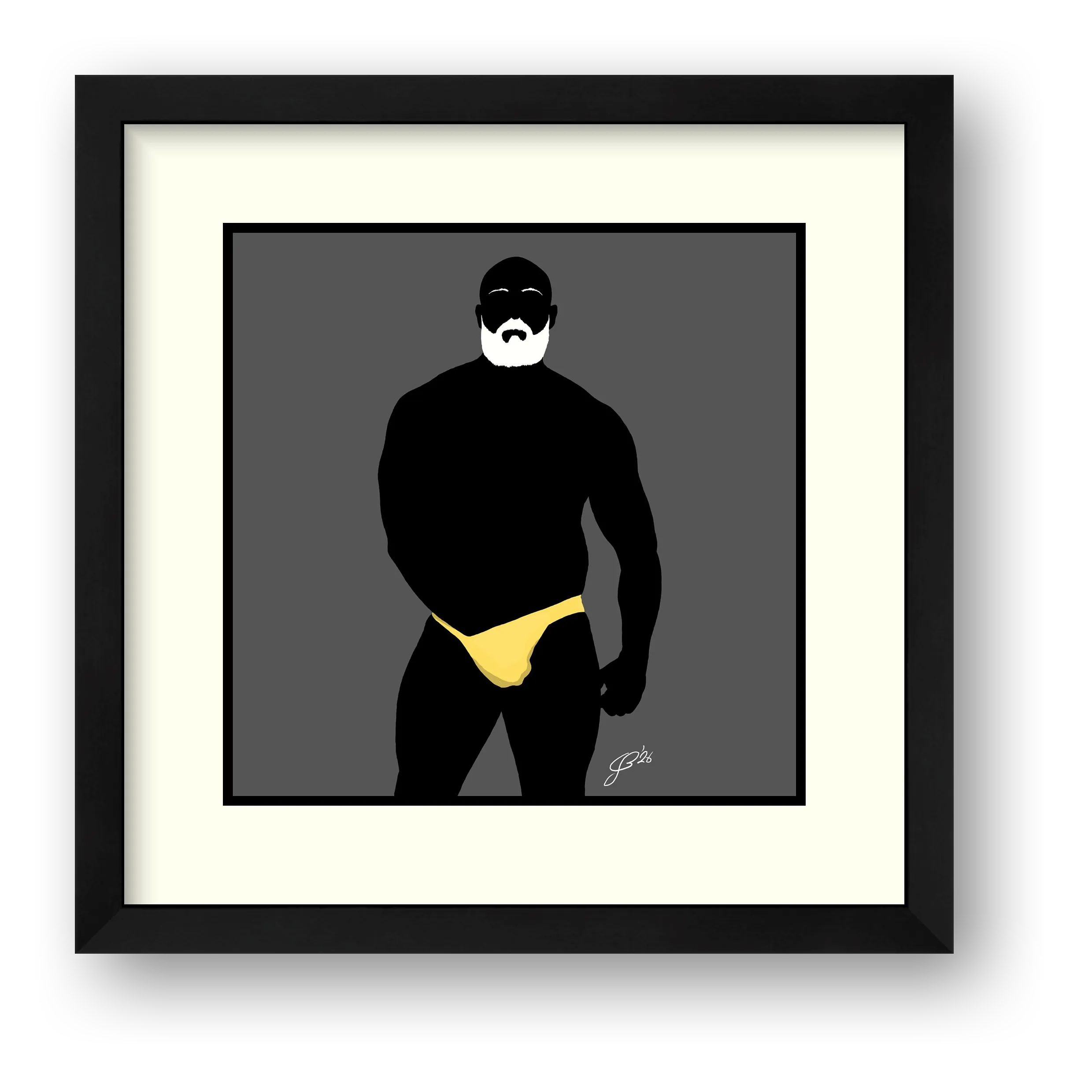 Rex - Bear flag colours Art - Grey — framed