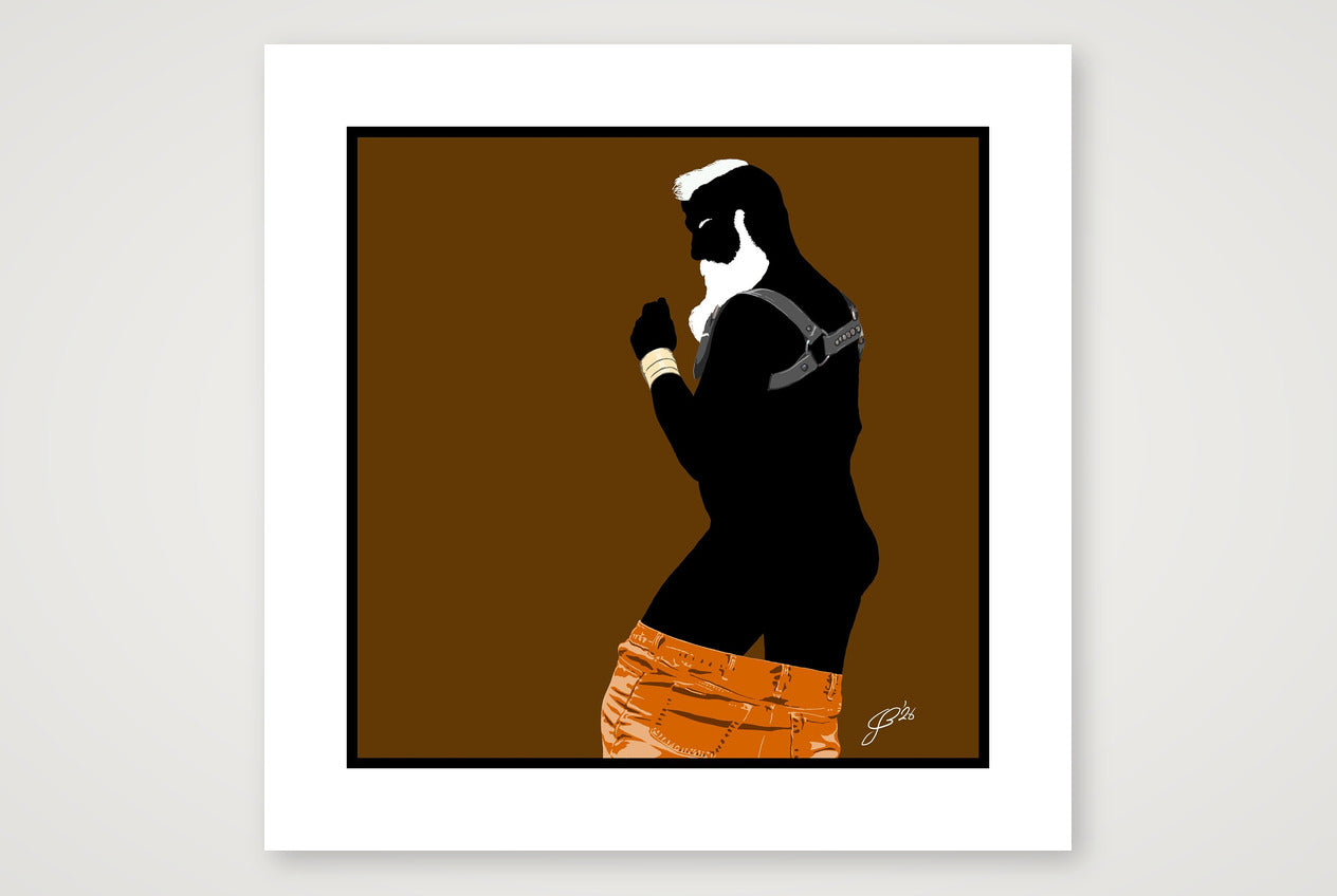 Bruce - Bear flag colours Art - Brown — 50×50cm, 20×20" Print only