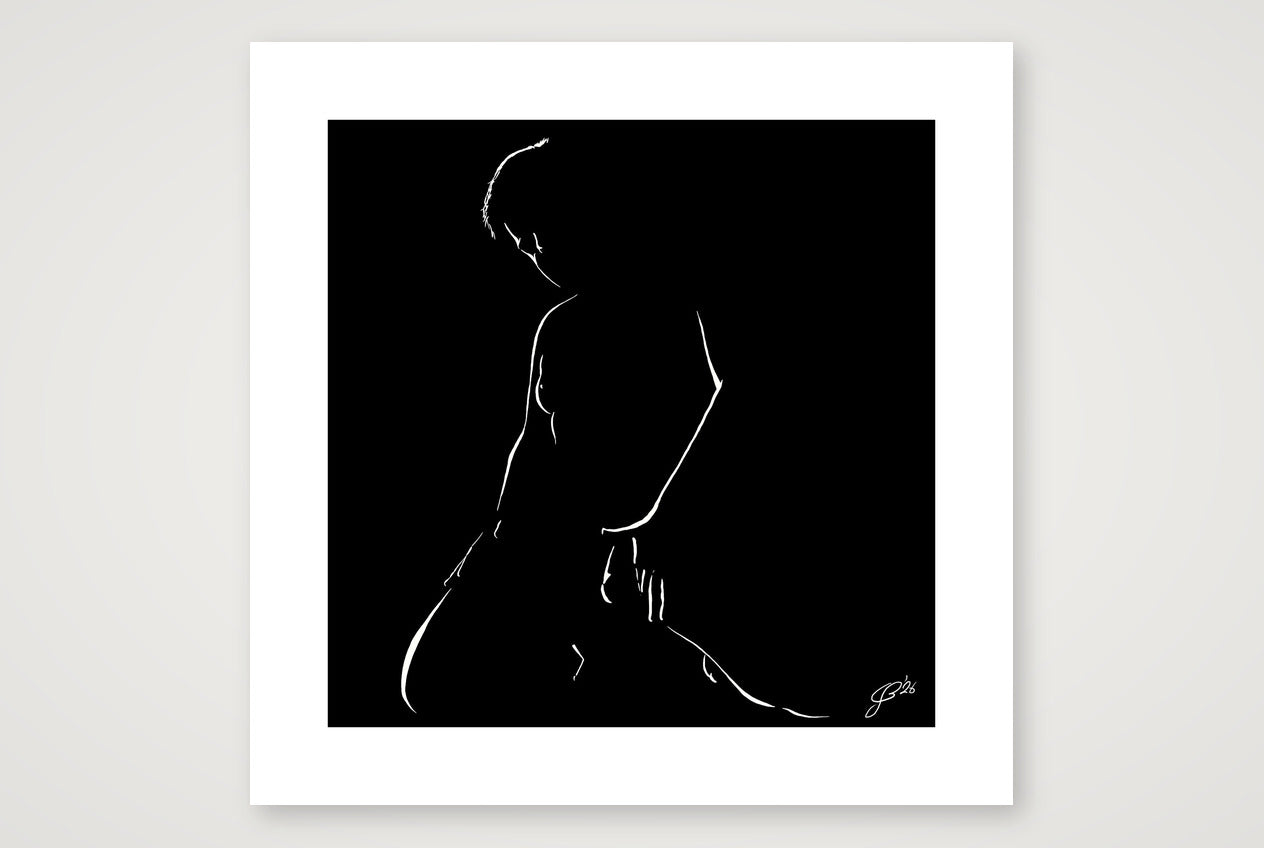 Kneeling Nathan “Negative space Bear” — 50×50cm, 20×20" Print only