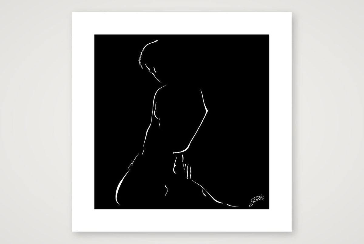 Kneeling Nathan “Negative space Bear” — 50×50cm, 20×20" Print only