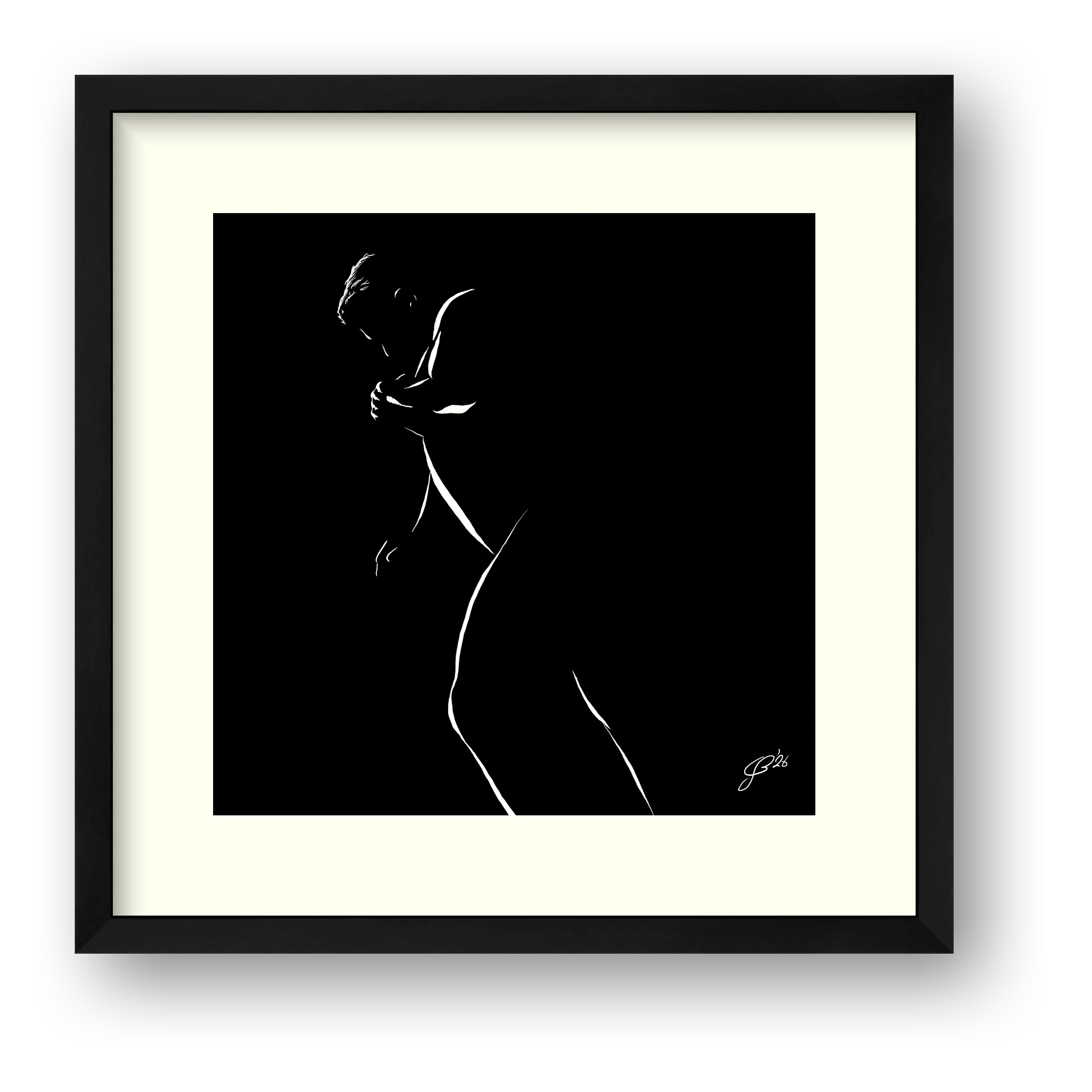 Leaning Len “Negative space Bear” — framed