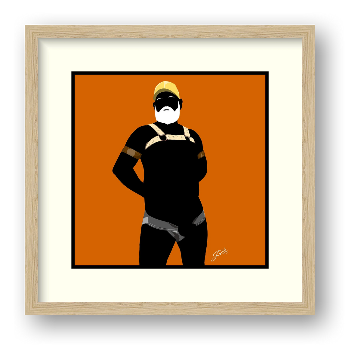 Rob - Bear flag colours Art - Orange — framed