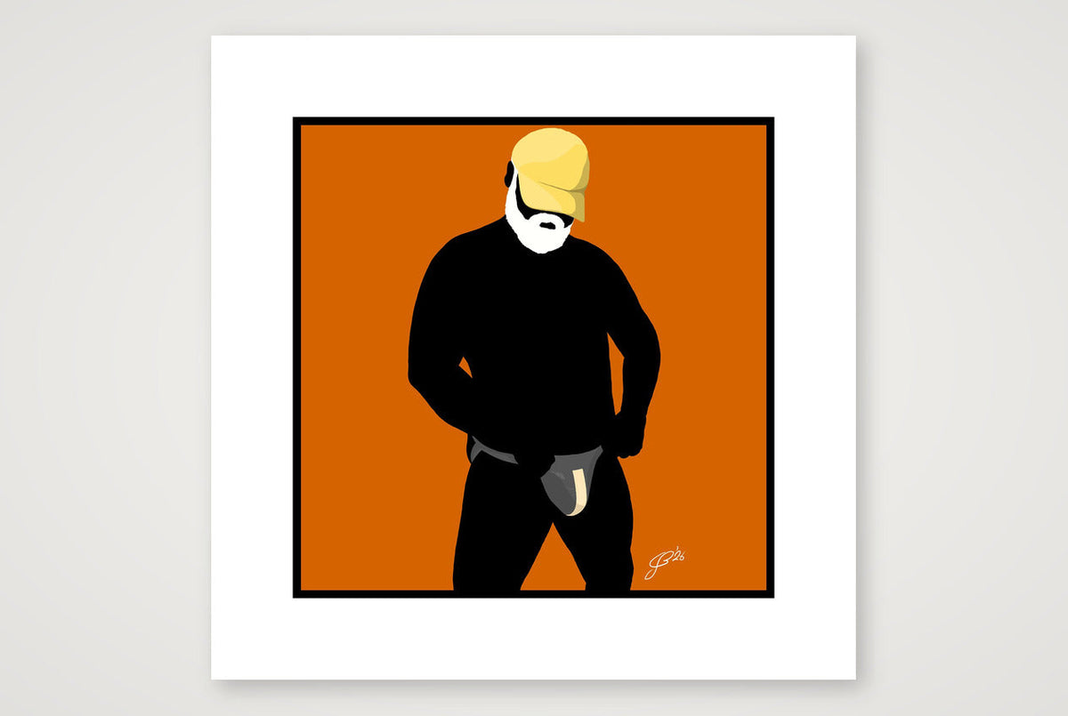 Jim - Bear flag colours Art - Orange — 30×30cm, 12×12" Print only