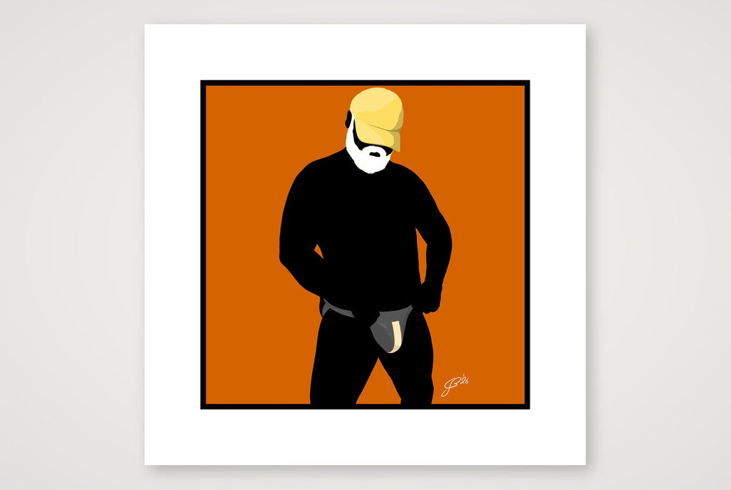 Jim - Bear flag colours Art - Orange — 30×30cm, 12×12" Print only