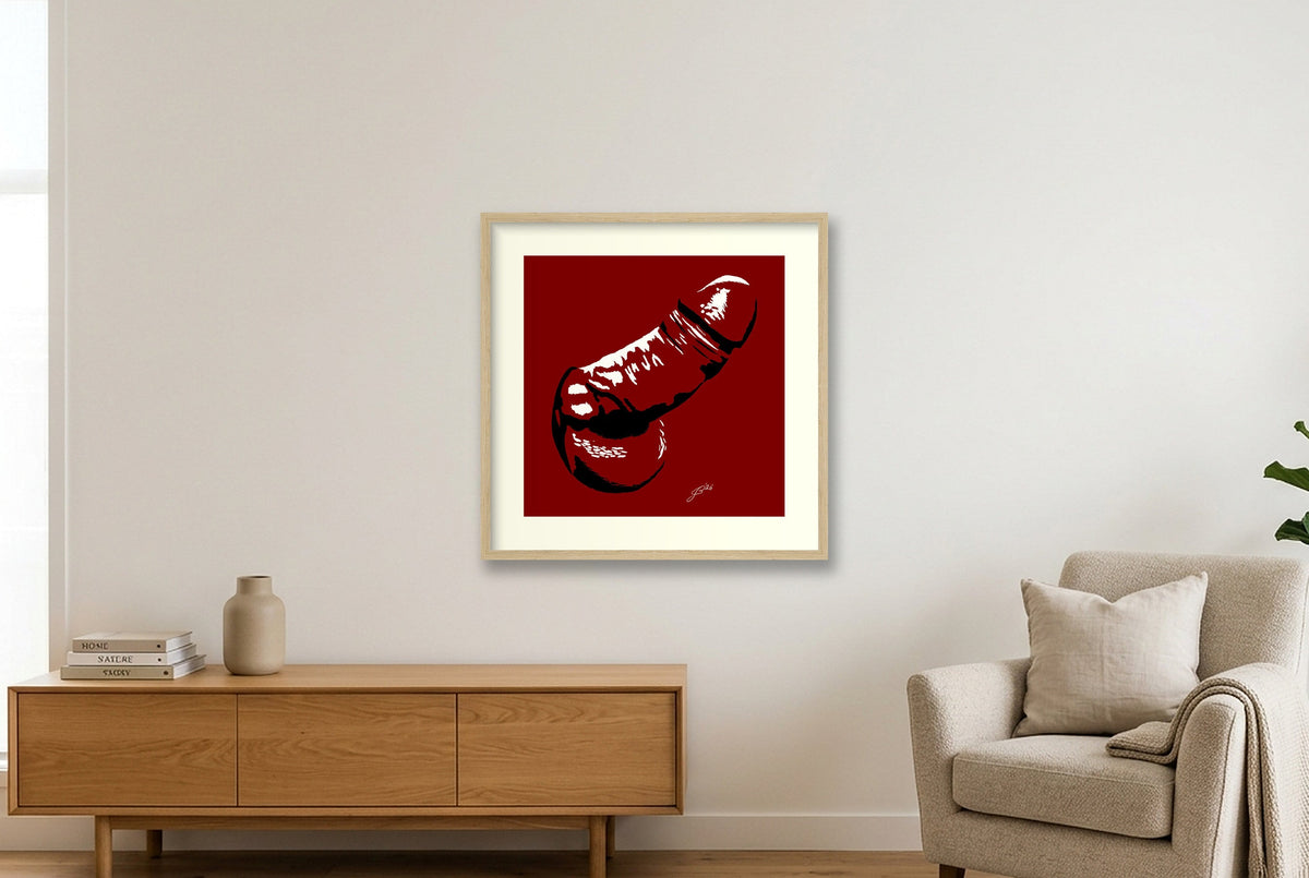 Phallic Art - Kelso — 50×50cm, 20×20" Oak Frame