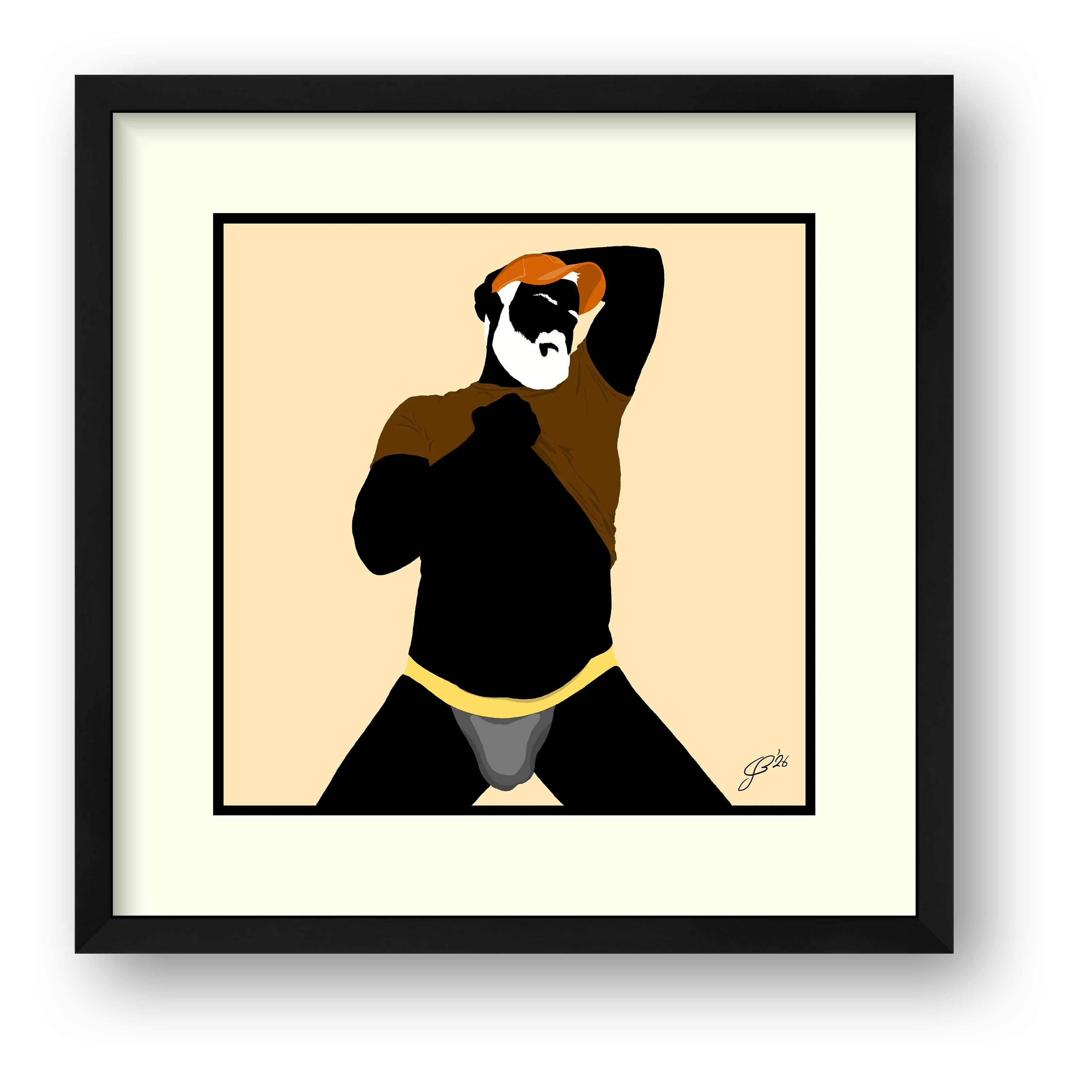 Ben - Bear flag colours Art - Cream — framed
