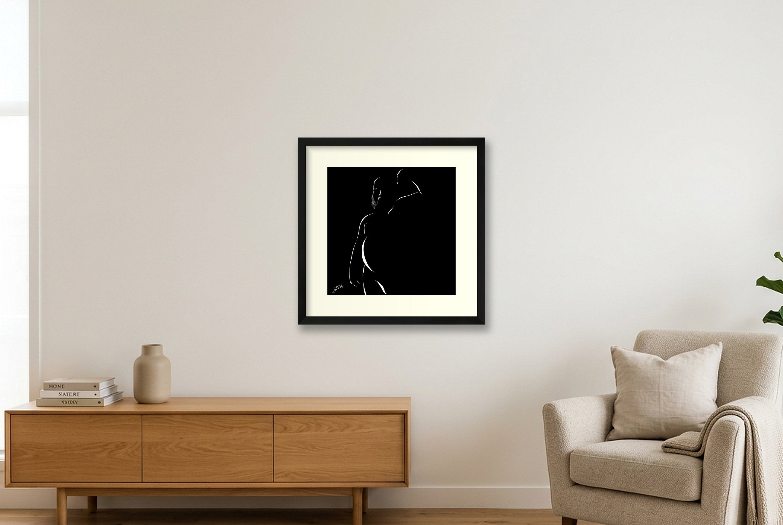 Nipples Nick “Negative space Bear” — 40×40cm, 16×16" Black Frame