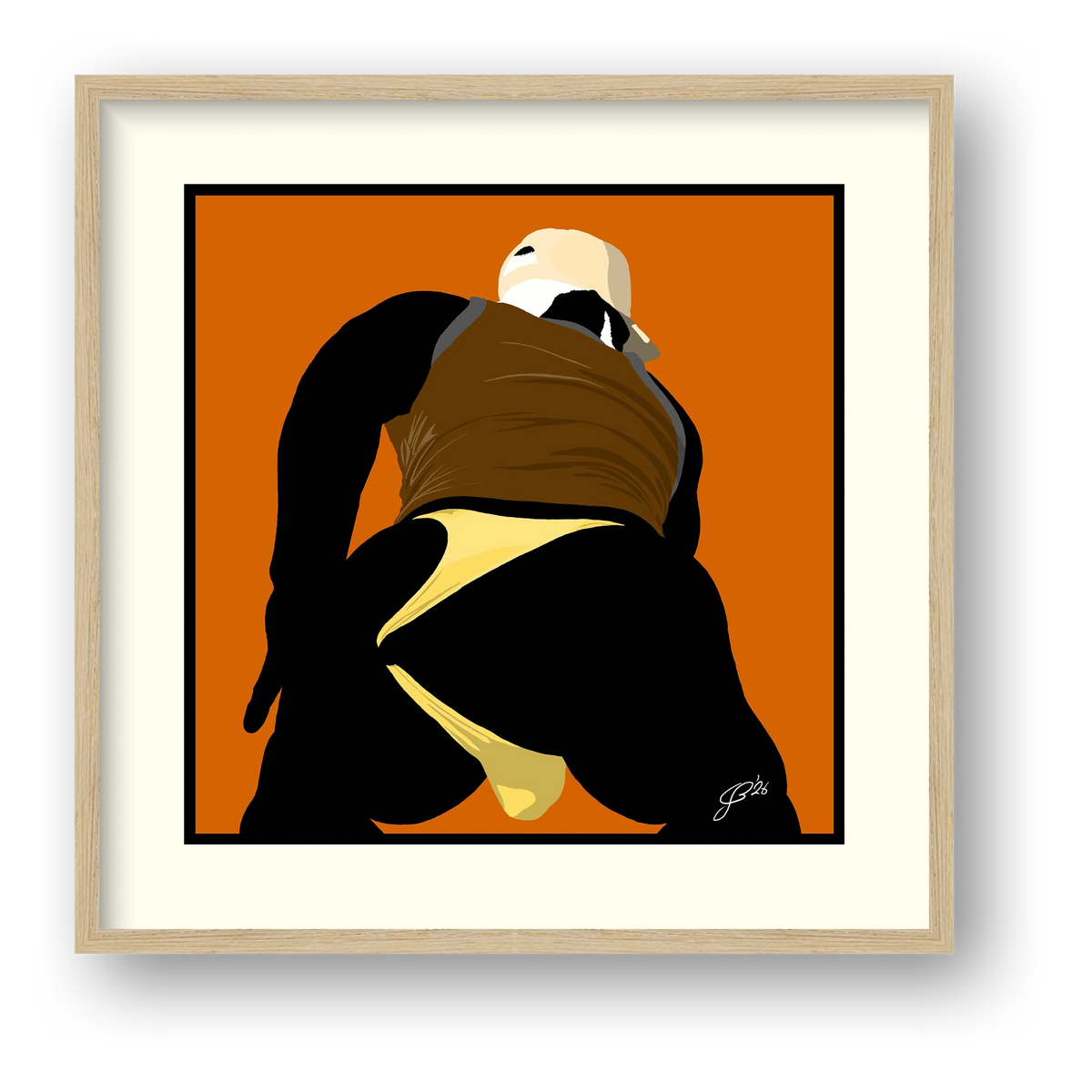 Tom - Bear flag colours Art - Orange — framed