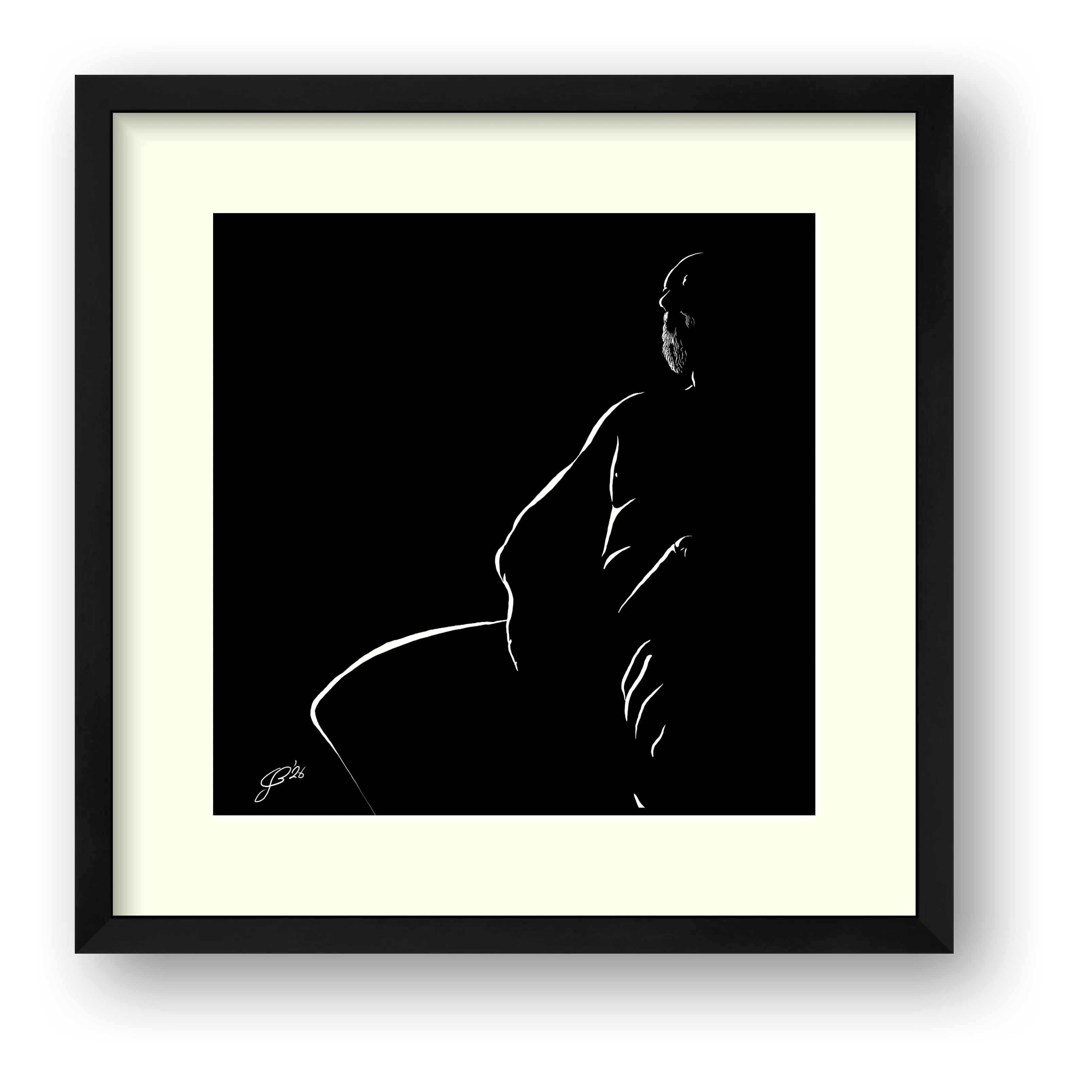 Hung Hugo “Negative space Bear” — framed