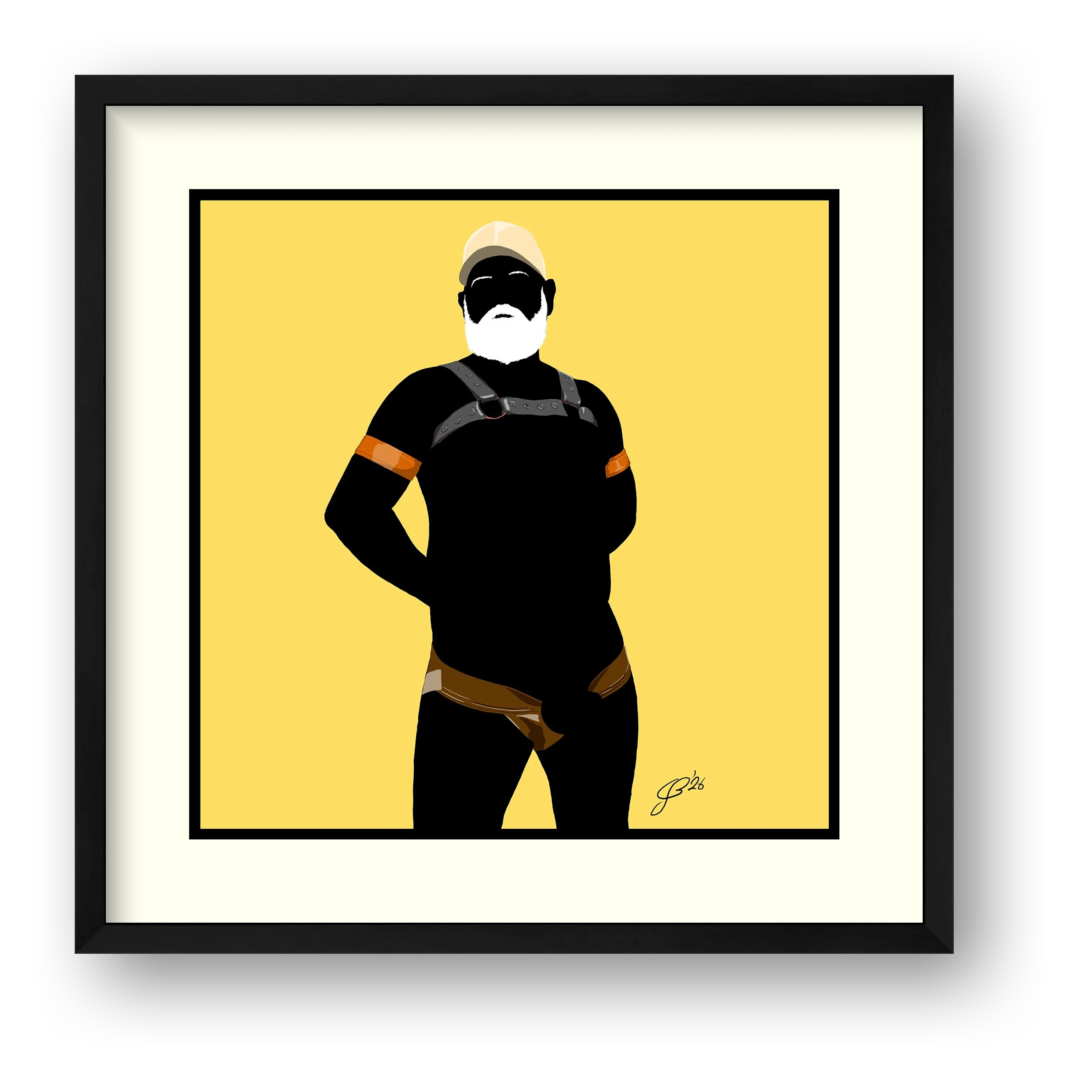 Rob - Bear flag colours Art - Yellow — framed