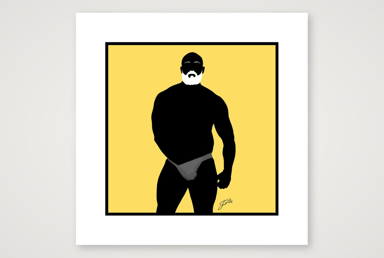 Rex - Bear flag colours Art - Yellow — 30×30cm, 12×12" Print only