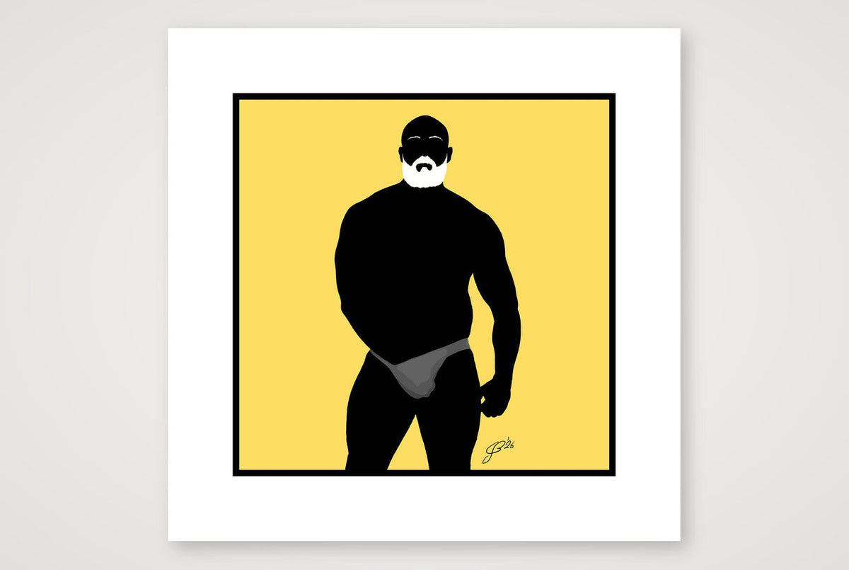 Rex - Bear flag colours Art - Yellow — 30×30cm, 12×12" Print only