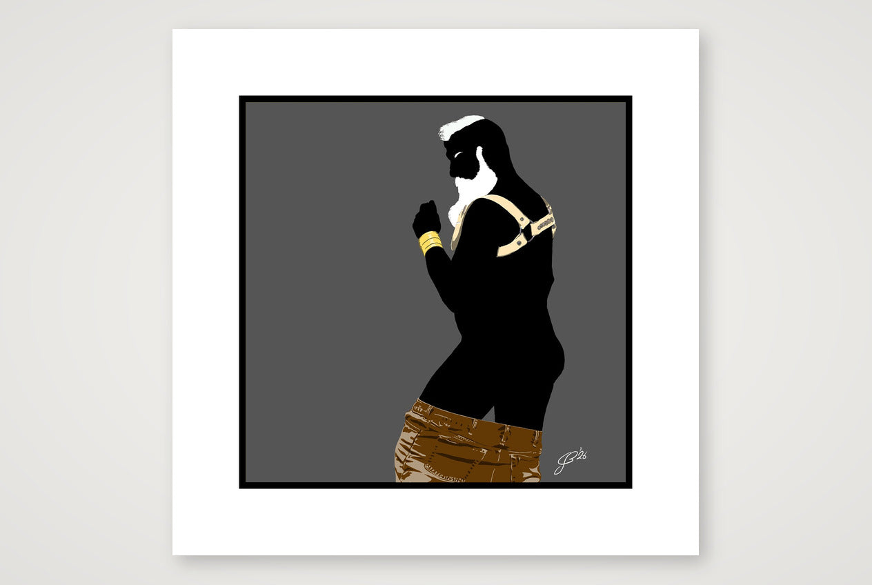 Bruce - Bear flag colours Art - Grey — 30×30cm, 12×12" Print only