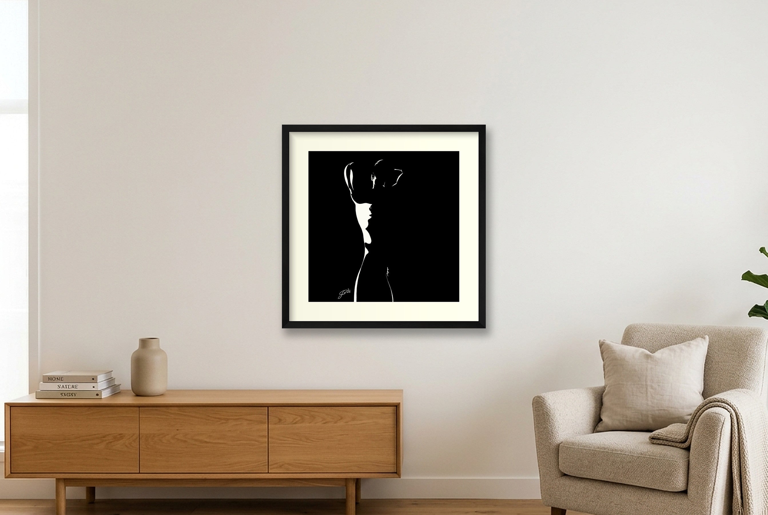 Muscles Mark “Negative space Bear” — 50×50cm, 20×20" Black Frame