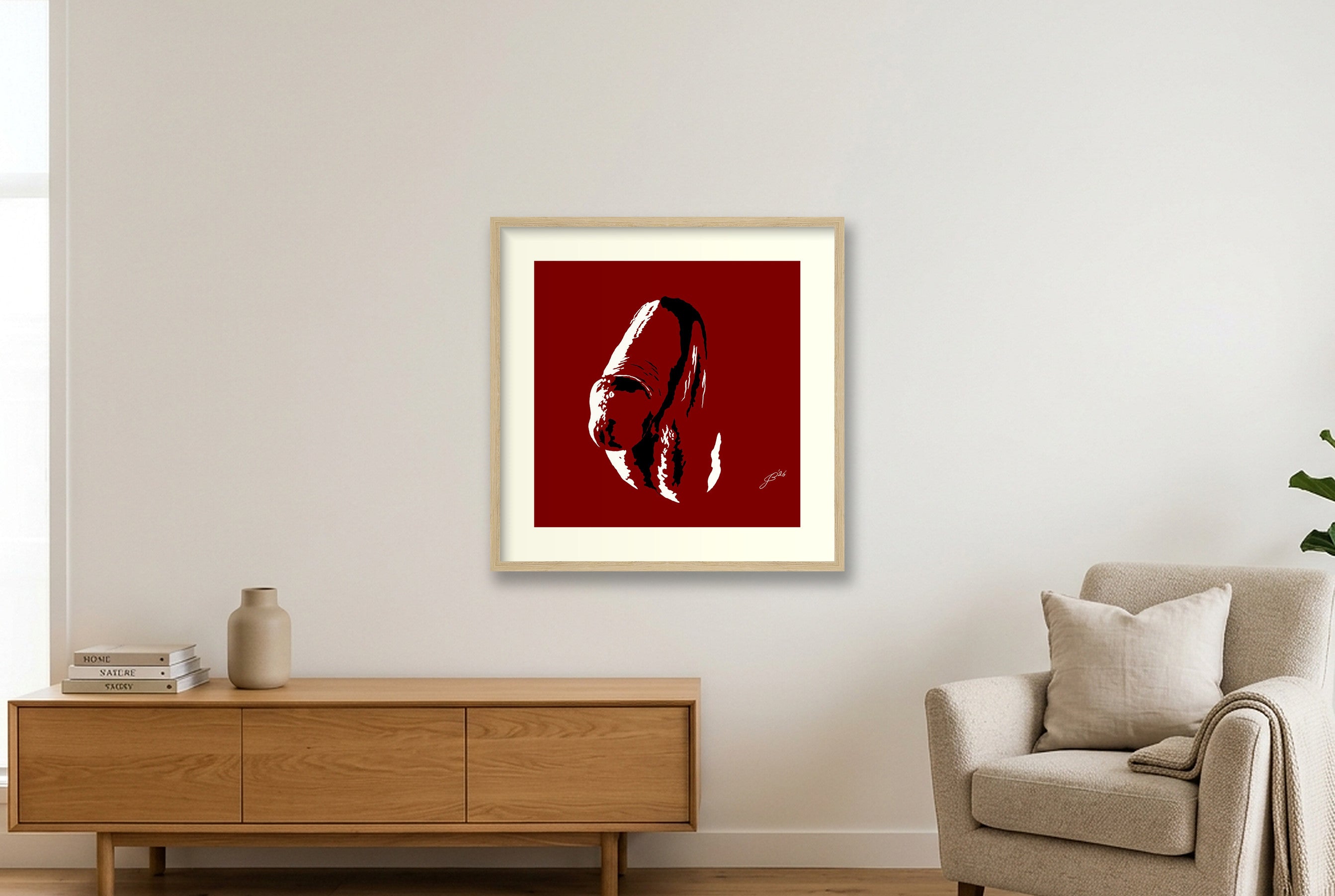 Xavier’s Dick Pic — 50×50cm, 20×20" Oak Frame