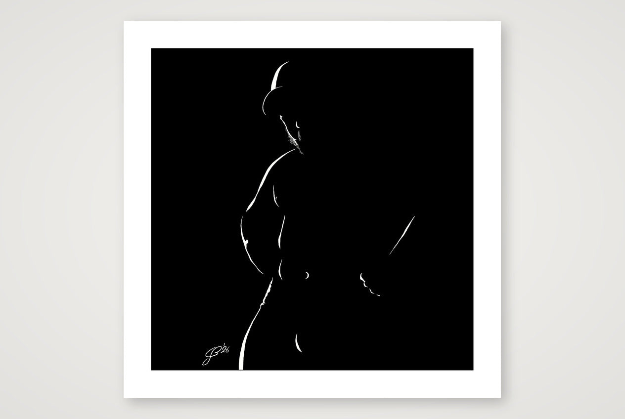 Capped Calvin “Negative space Bear” — 70×70cm, 28×28" Print only