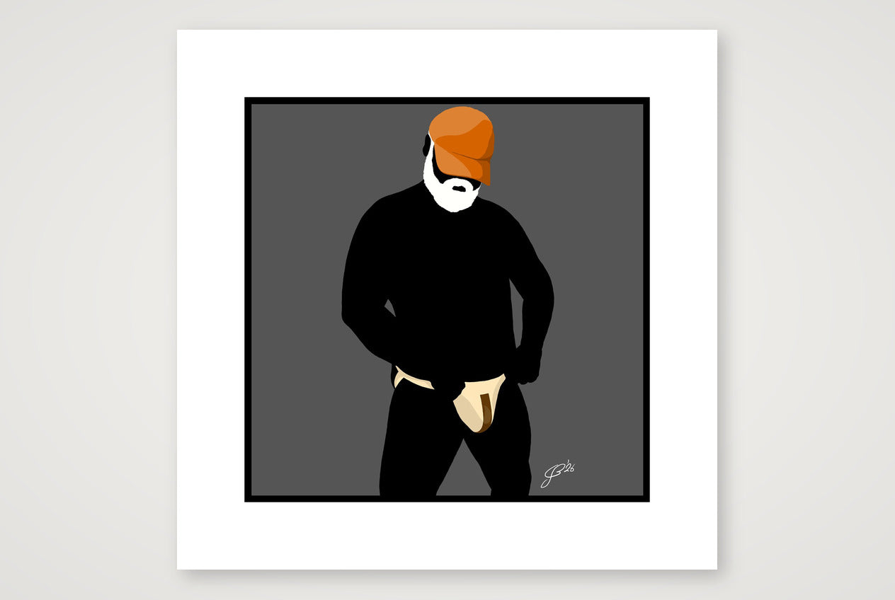 Jim - Bear flag colours Art - Grey — 40×40cm, 16×16" Print only