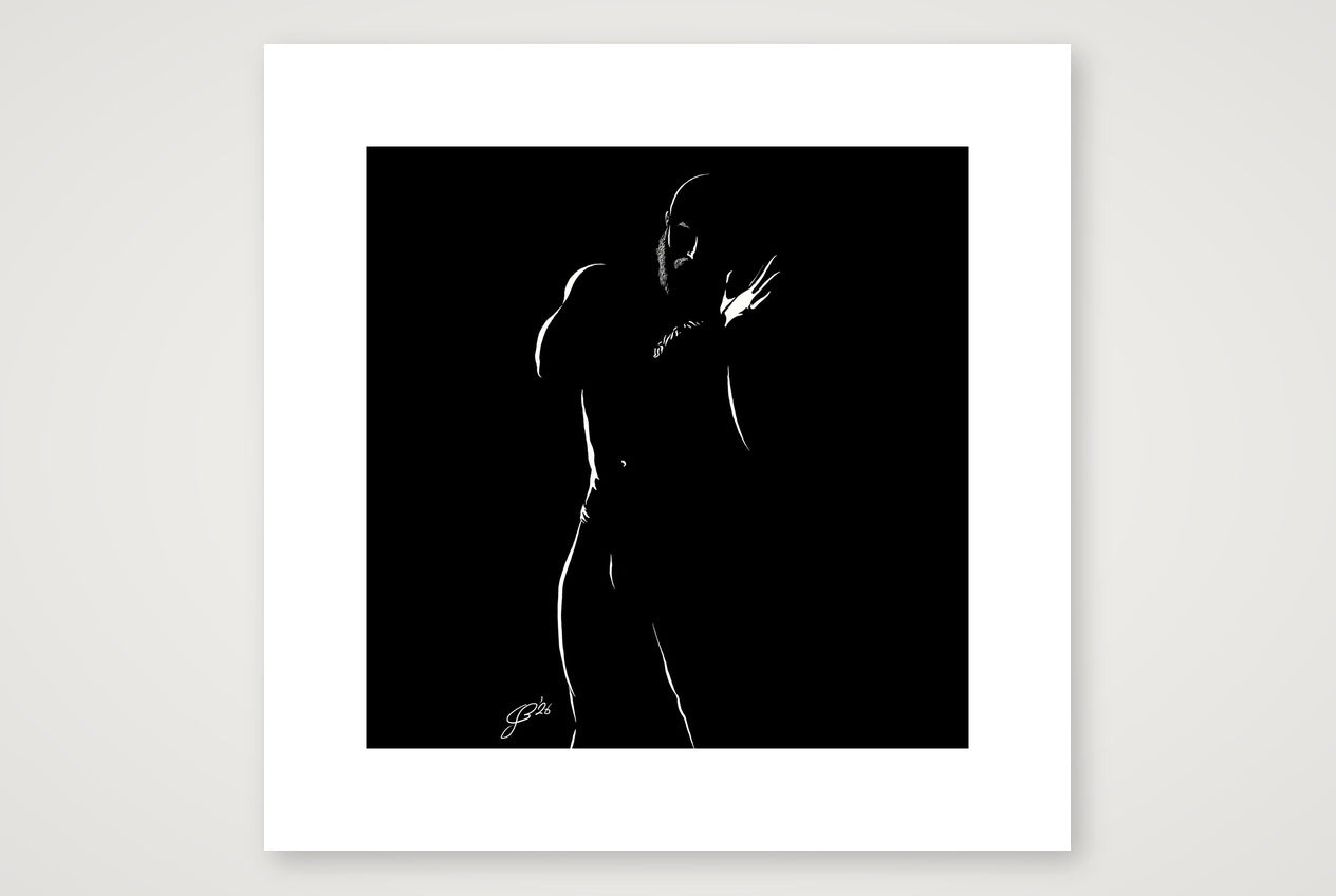 Gloved Gary “Negative space Bear” — 30×30cm, 12×12" Print only
