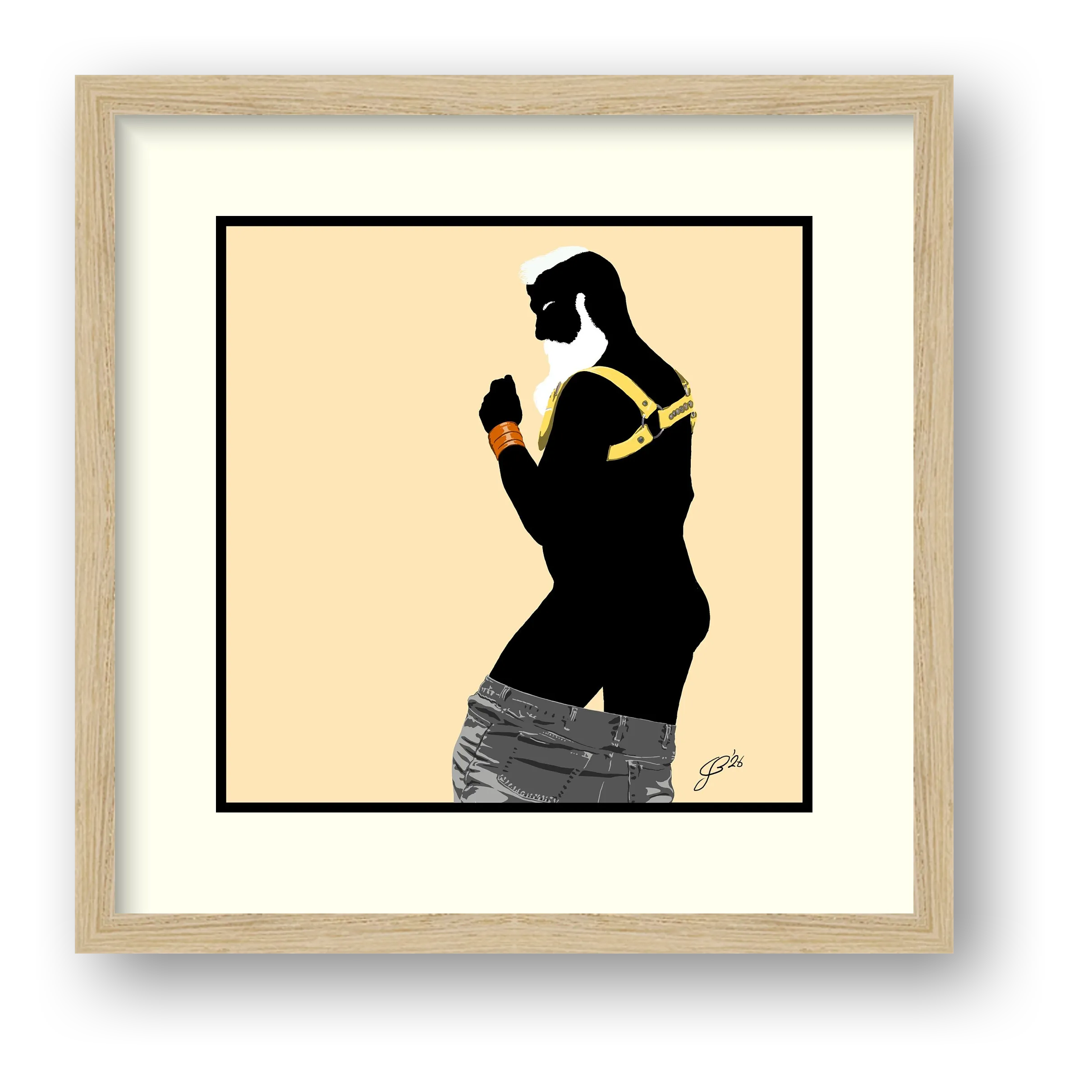 Bruce - Bear flag colours Art - Cream — framed