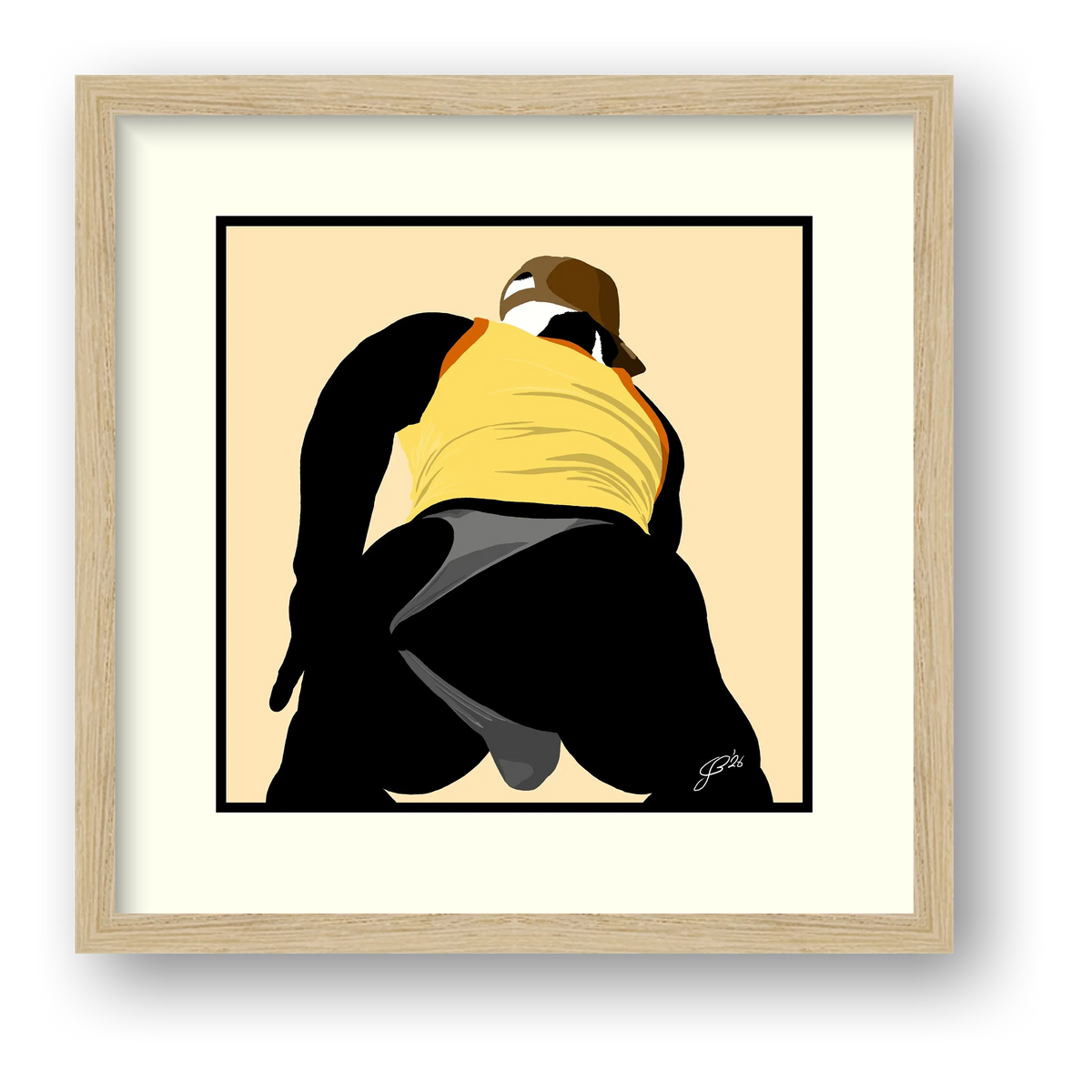 Tom - Bear flag colours Art - Cream — framed