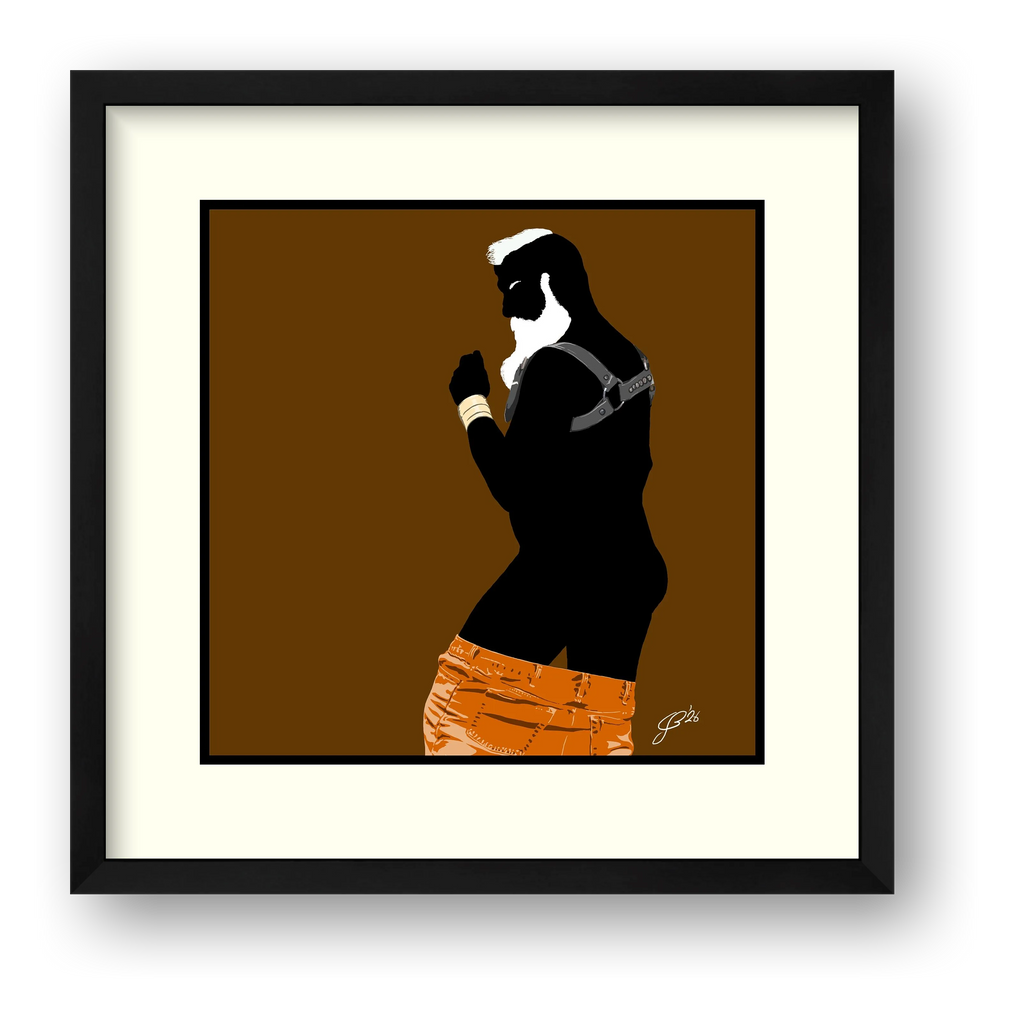 Bruce - Bear flag colours Art - Brown — framed