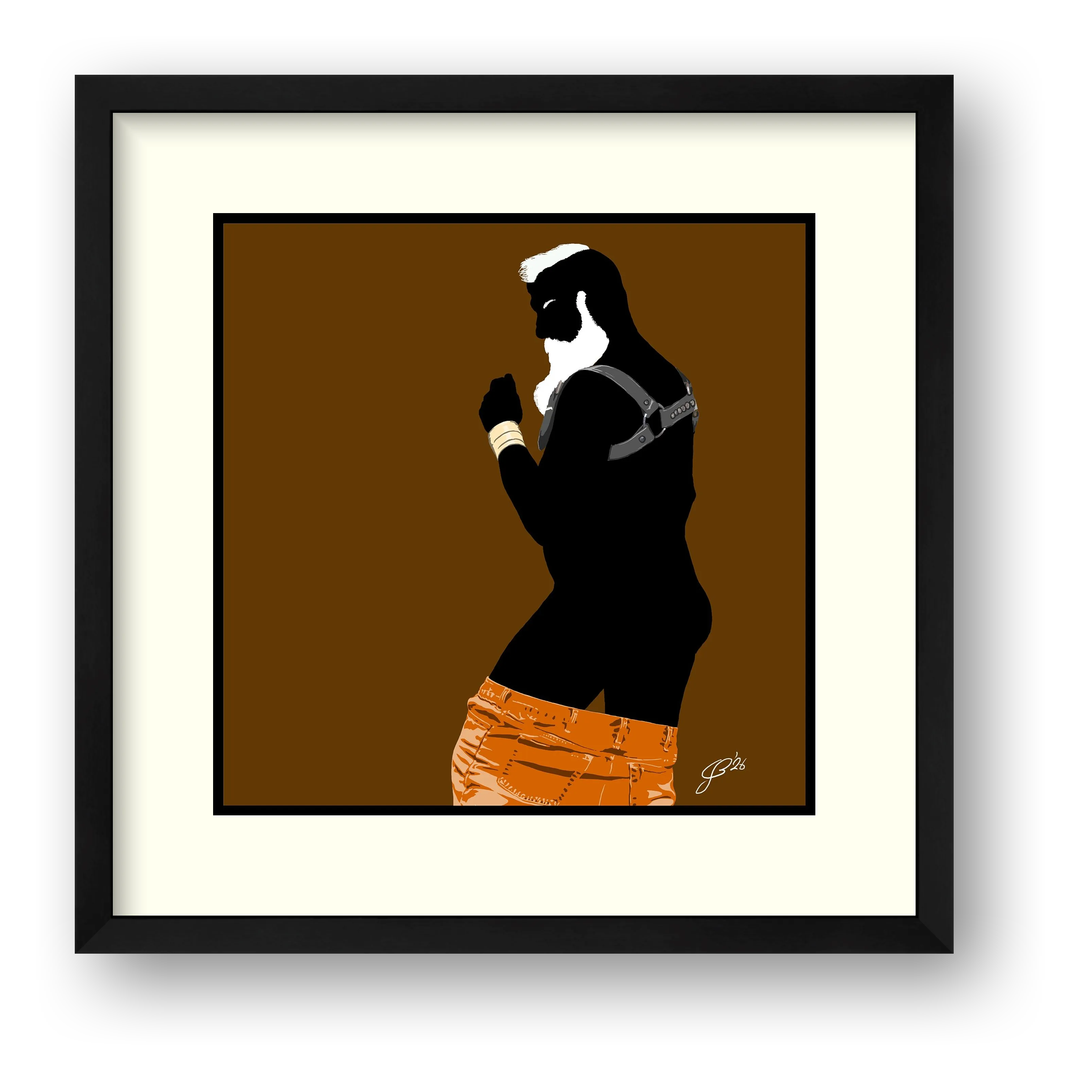 Bruce - Bear flag colours Art - Brown — framed