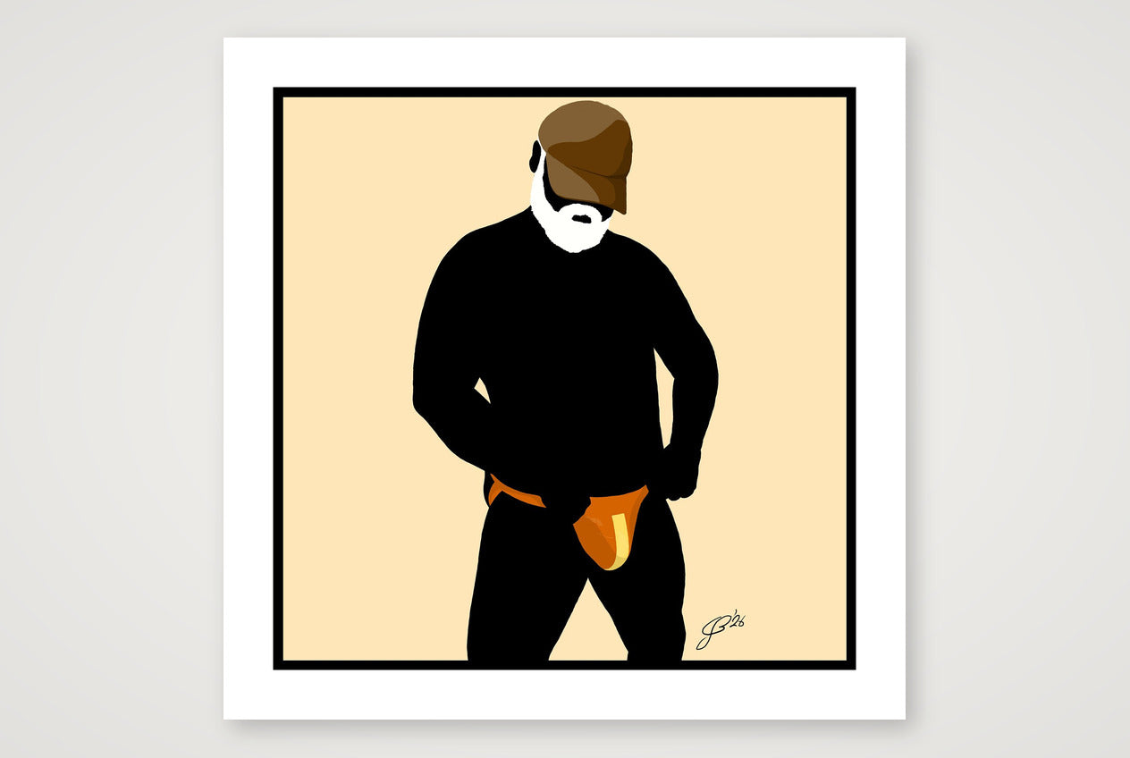 Jim - Bear flag colours Art - Cream — 70×70cm, 28×28" Print only