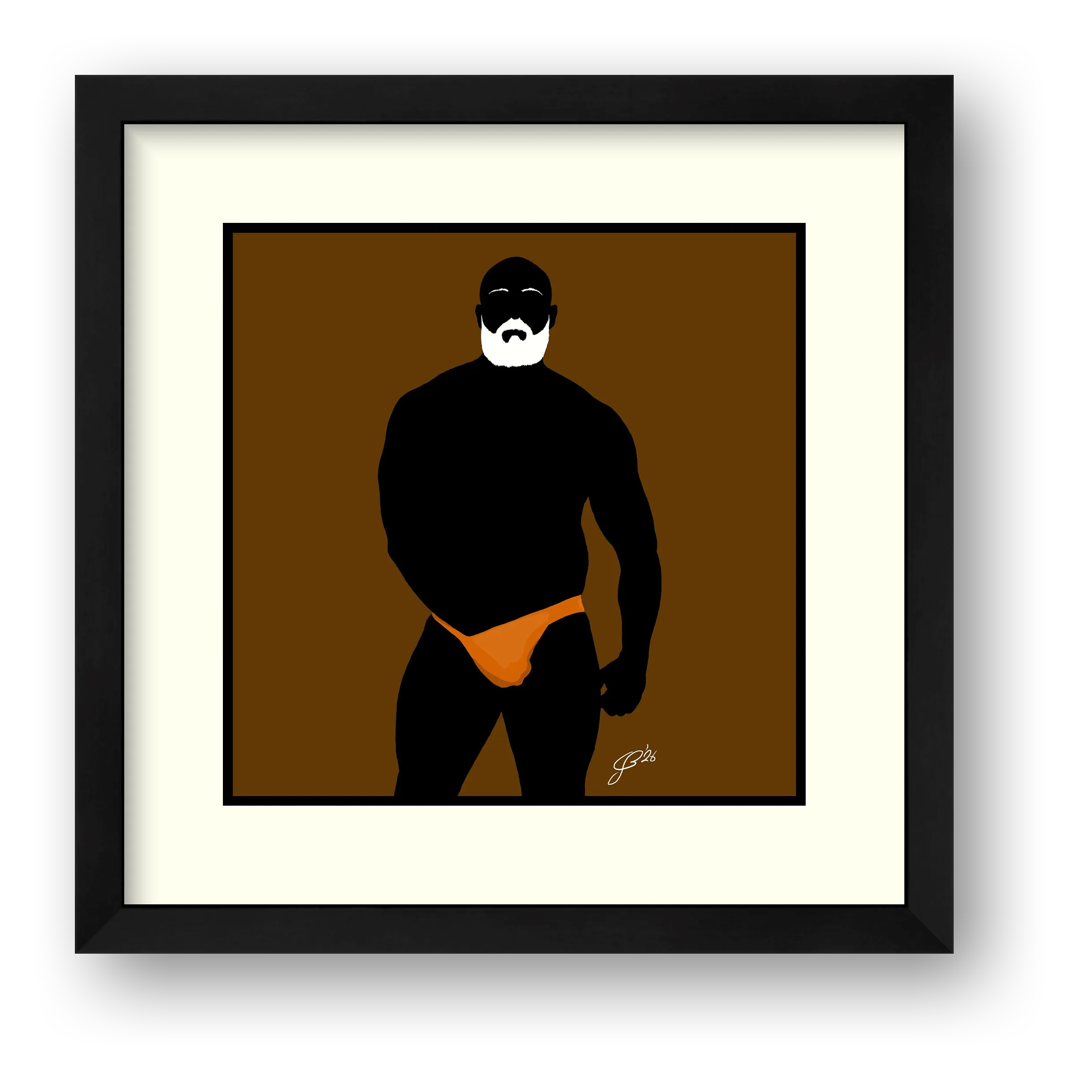 Rex - Bear flag colours Art - Brown — framed