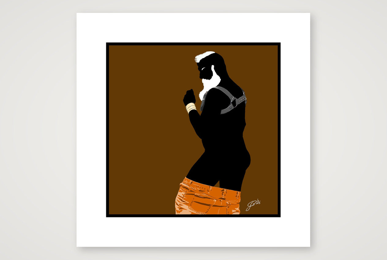 Bruce - Bear flag colours Art - Brown — 30×30cm, 12×12" Print only