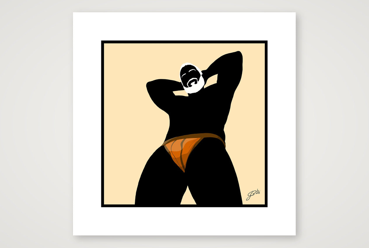 Frank - Bear flag colours Art - Cream — 30×30cm, 12×12" Print only