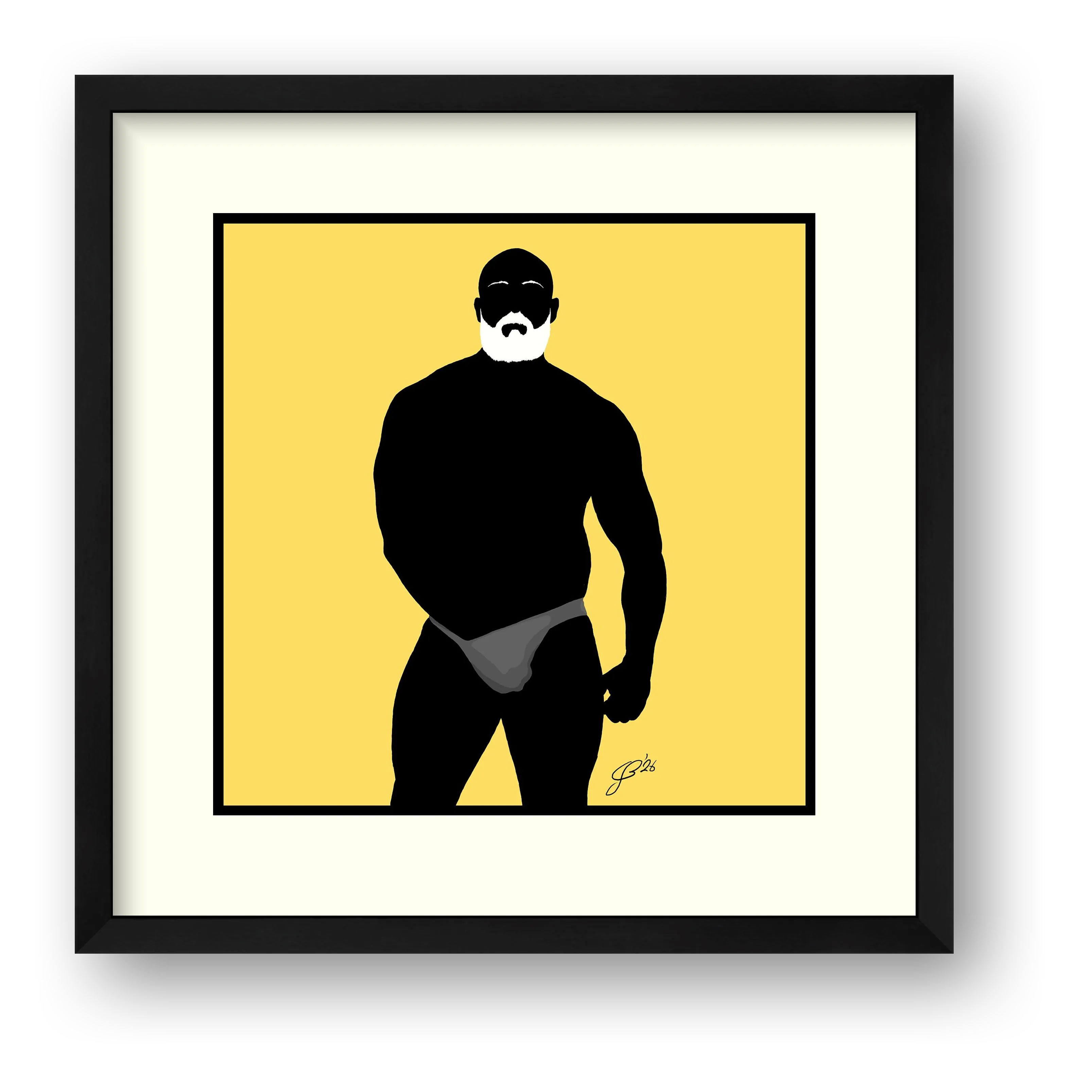 Rex - Bear flag colours Art - Yellow — framed