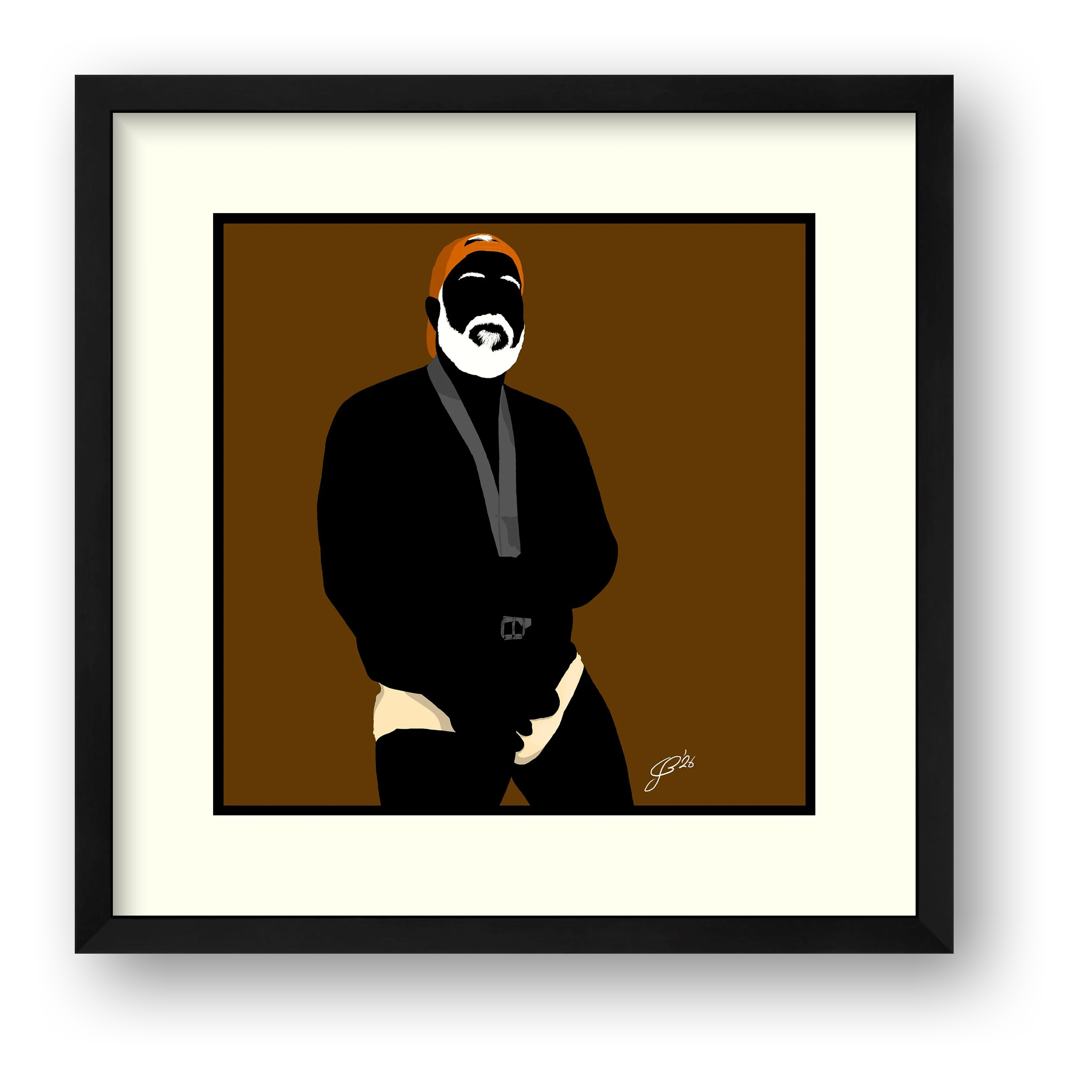 Raul - Bear flag colours Art - Brown — framed