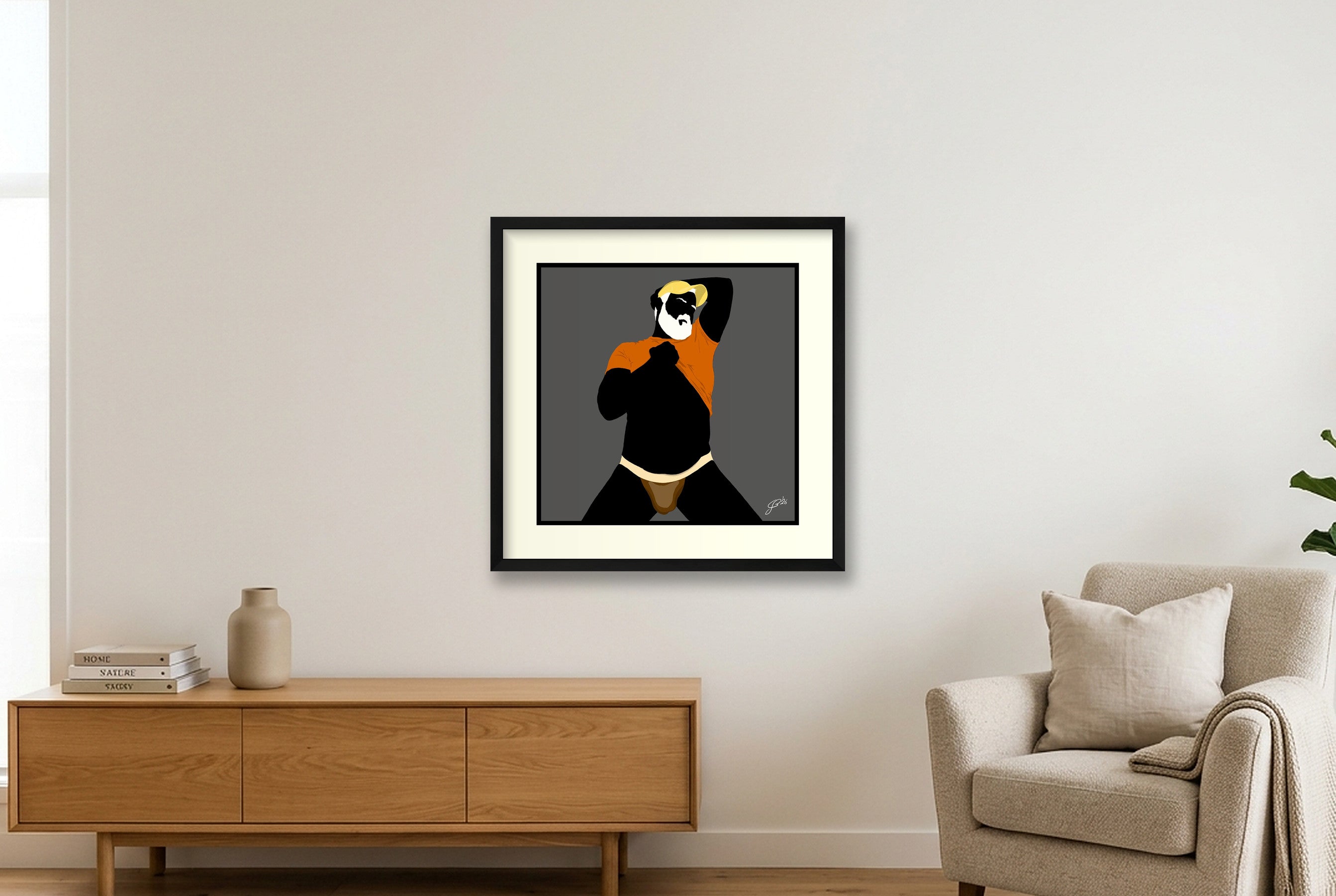 Ben - Bear flag colours Art - Grey — 50×50cm, 20×20" Black Frame