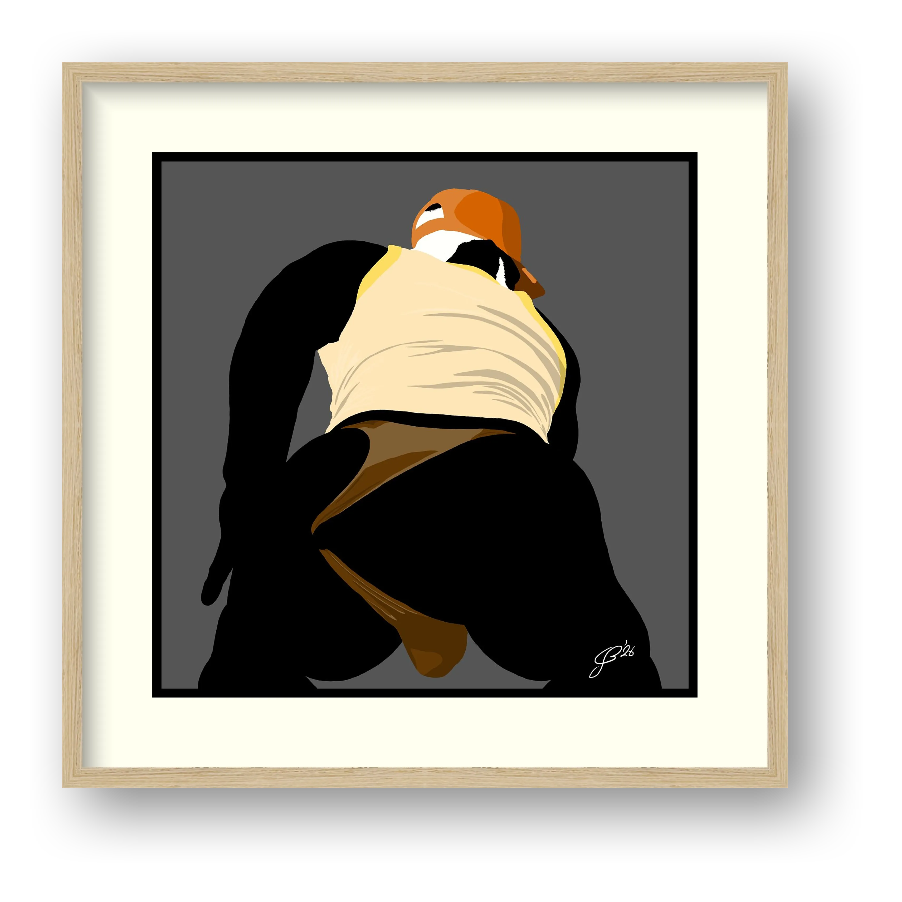 Tom - Bear flag colours Art - Grey — framed
