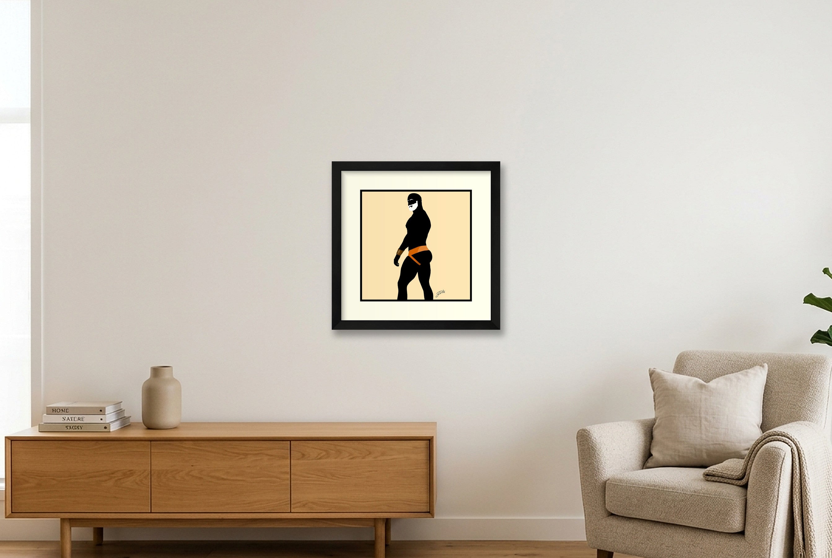 Scott - Bear flag colours Art - Cream — 30×30cm, 12×12" Black Frame