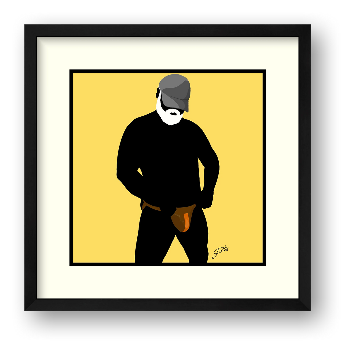 Jim - Bear flag colours Art - Yellow — framed