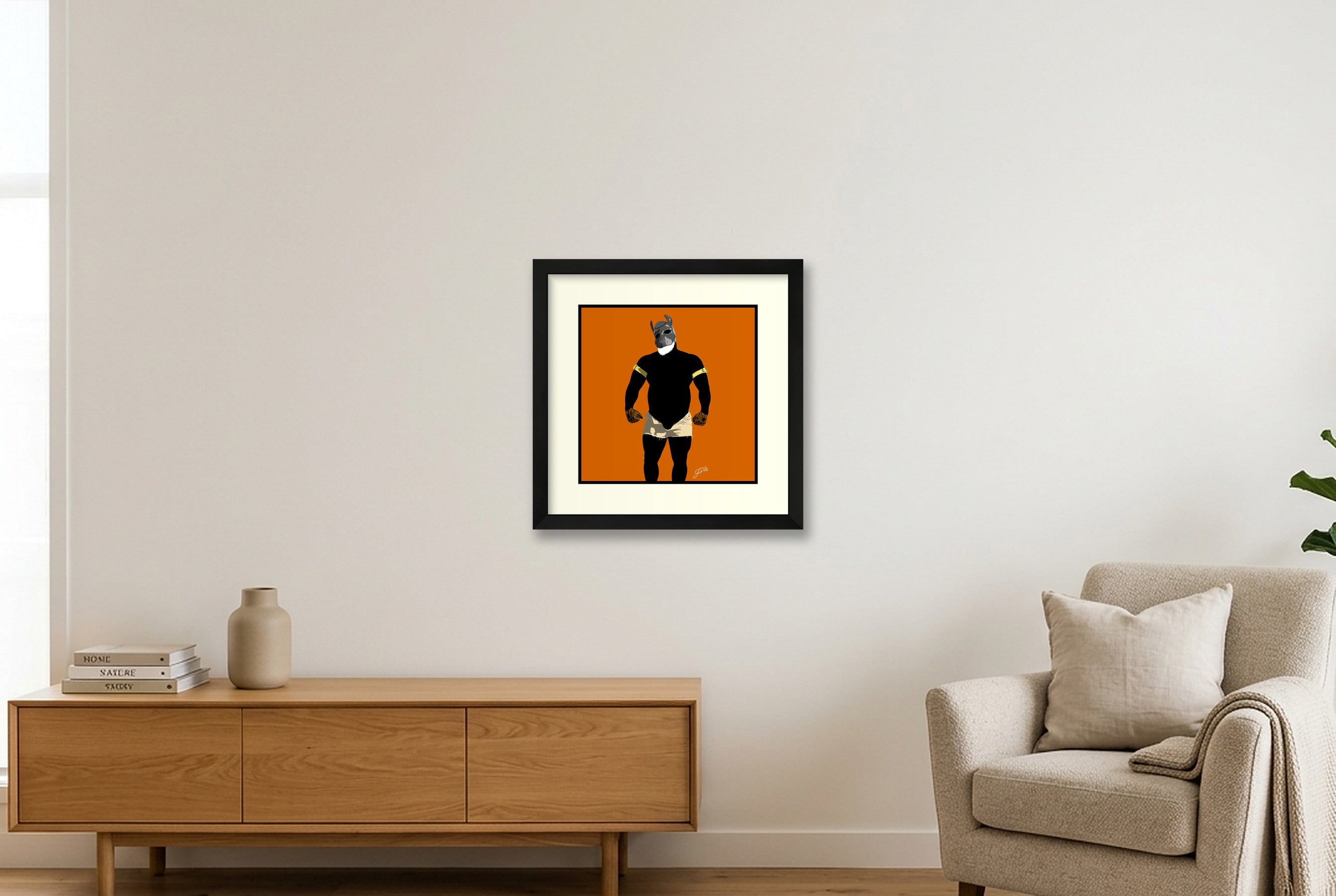 Buck - Bear flag colours Art - Orange — 30×30cm, 12×12" Black Frame