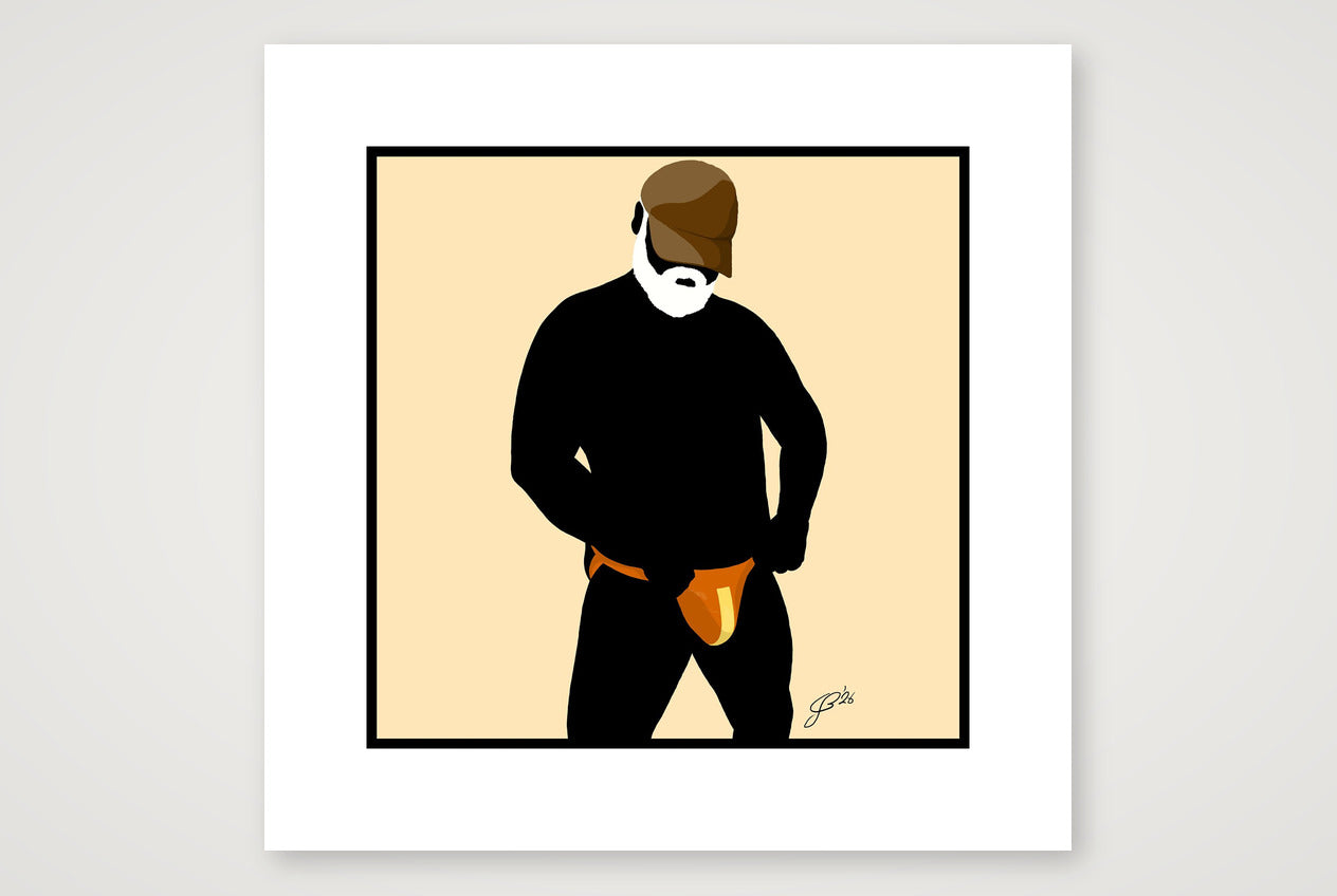 Jim - Bear flag colours Art - Cream — 30×30cm, 12×12" Print only