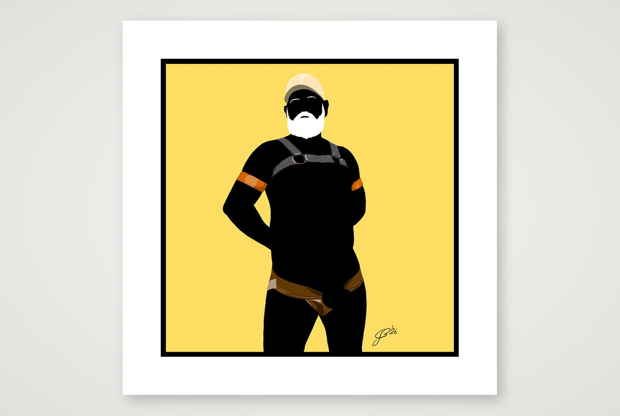 Rob - Bear flag colours Art - Yellow — 50×50cm, 20×20" Print only