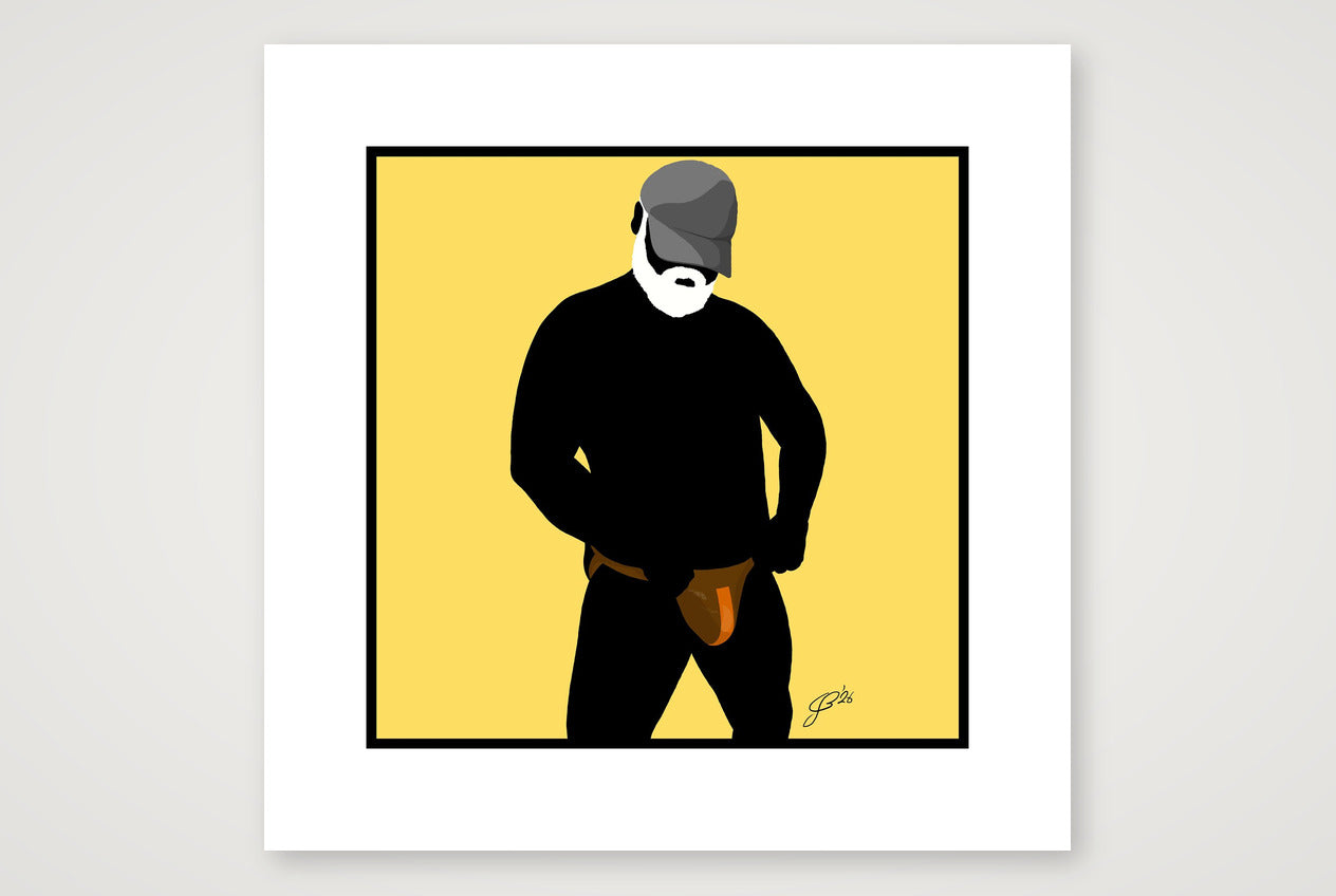 Jim - Bear flag colours Art - Yellow — 30×30cm, 12×12" Print only